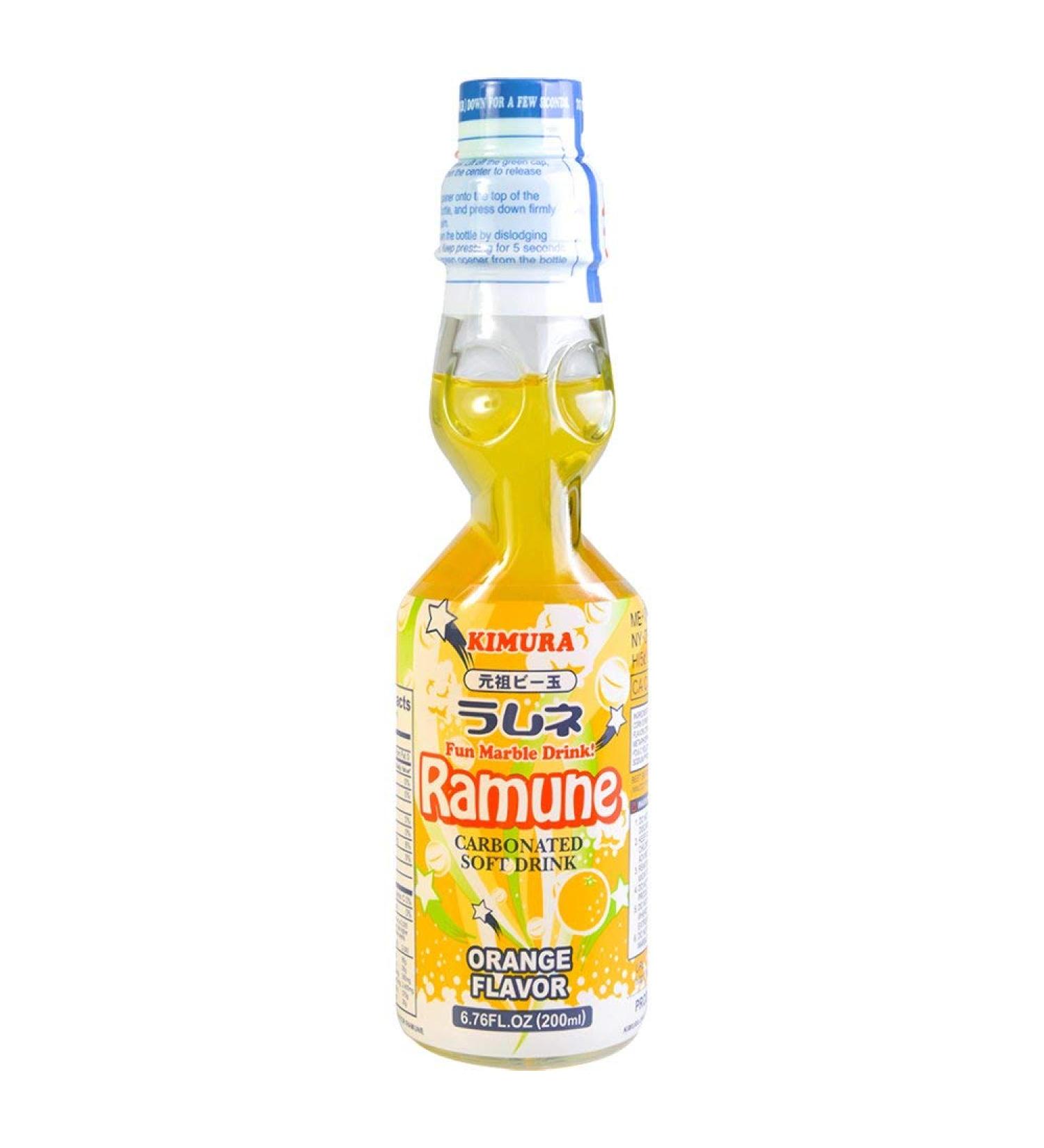 Ramune (Japanese Lemonade) Orange Flavour 200ml by Kimura