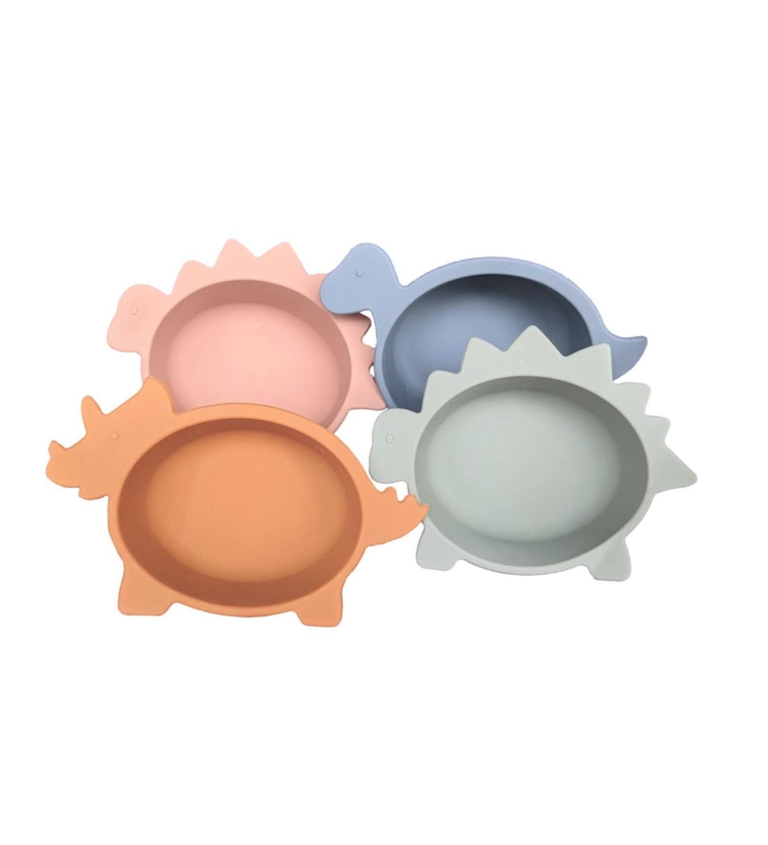 Silicone Baby/Toddler Dinosaur Bowls Variety Pack - Shatterproof & Fun Design in Yellow, Blue, Green, and Pink - Buy Online on SooperMarket.com