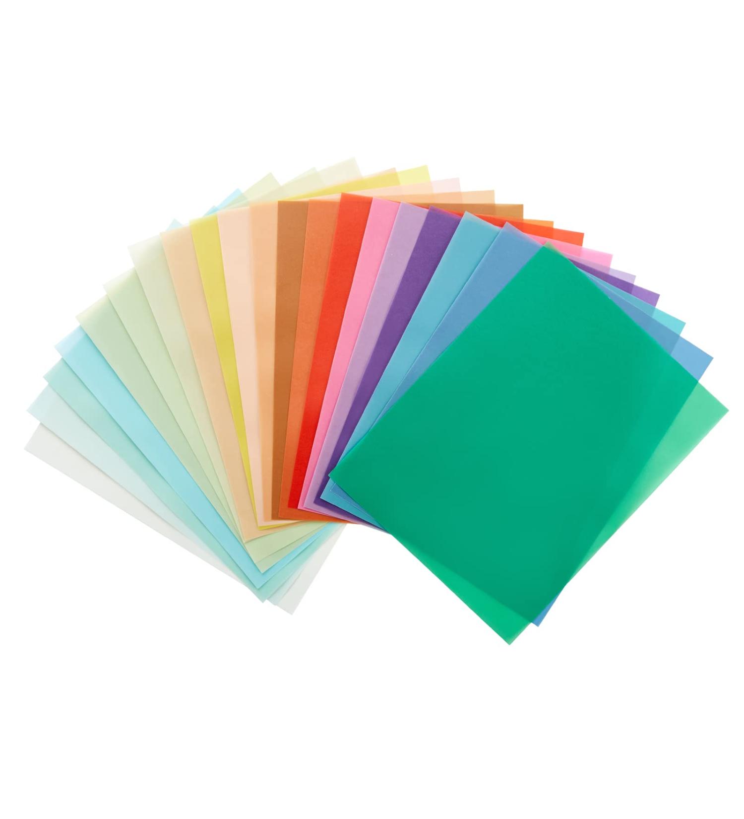 Colored Vellum Paper 20 Colors 100 Sheets 8.5x11 inch - Transparent Tracing Paper for Sketching, Invitations, DIY - Buy Online on SooperMarket.com