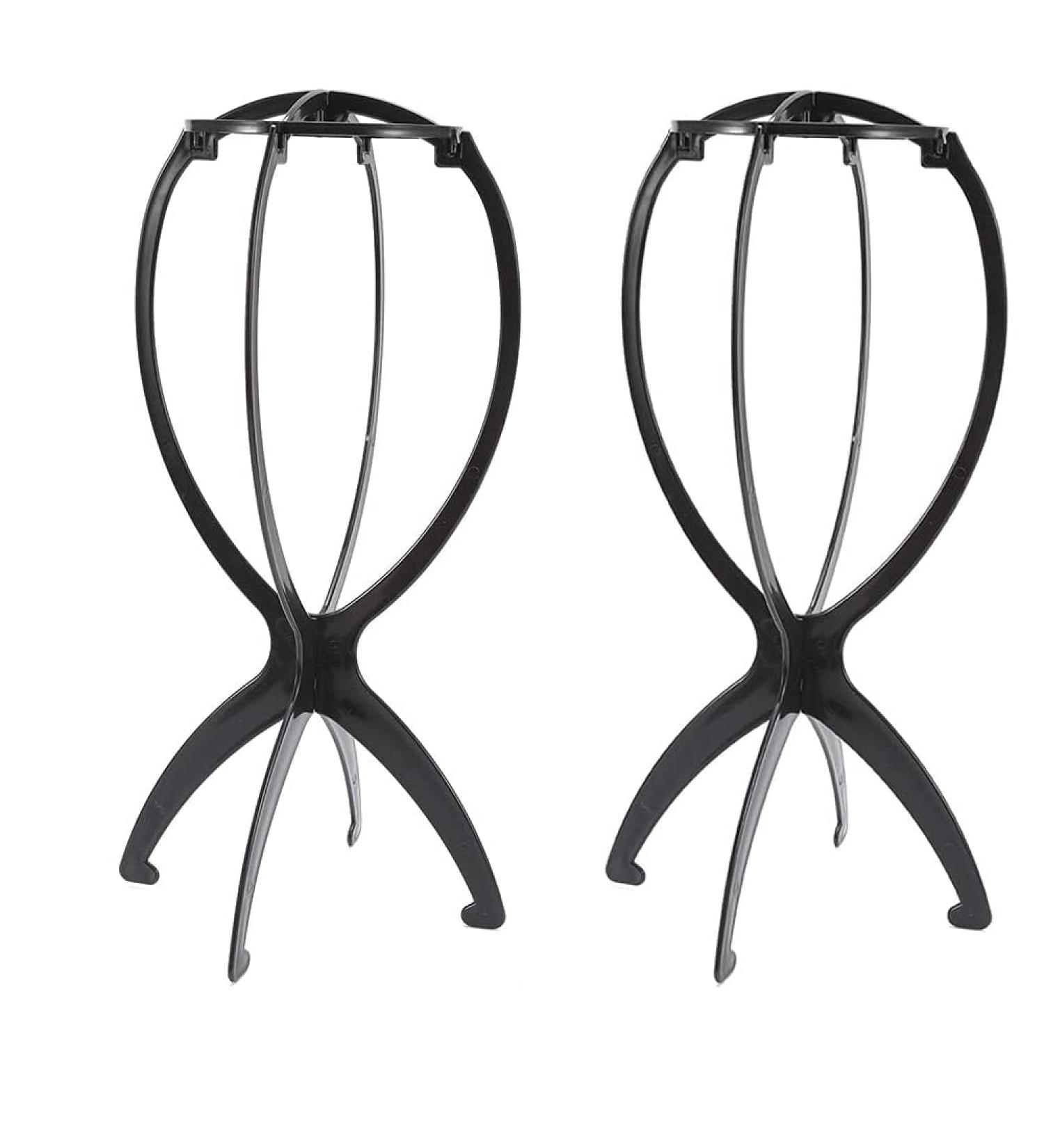 2 Pack Portable Wig Holder Stands - Foldable Short Wig Display for Easy Storage - Black Plastic - Buy Online on SooperMarket.com
