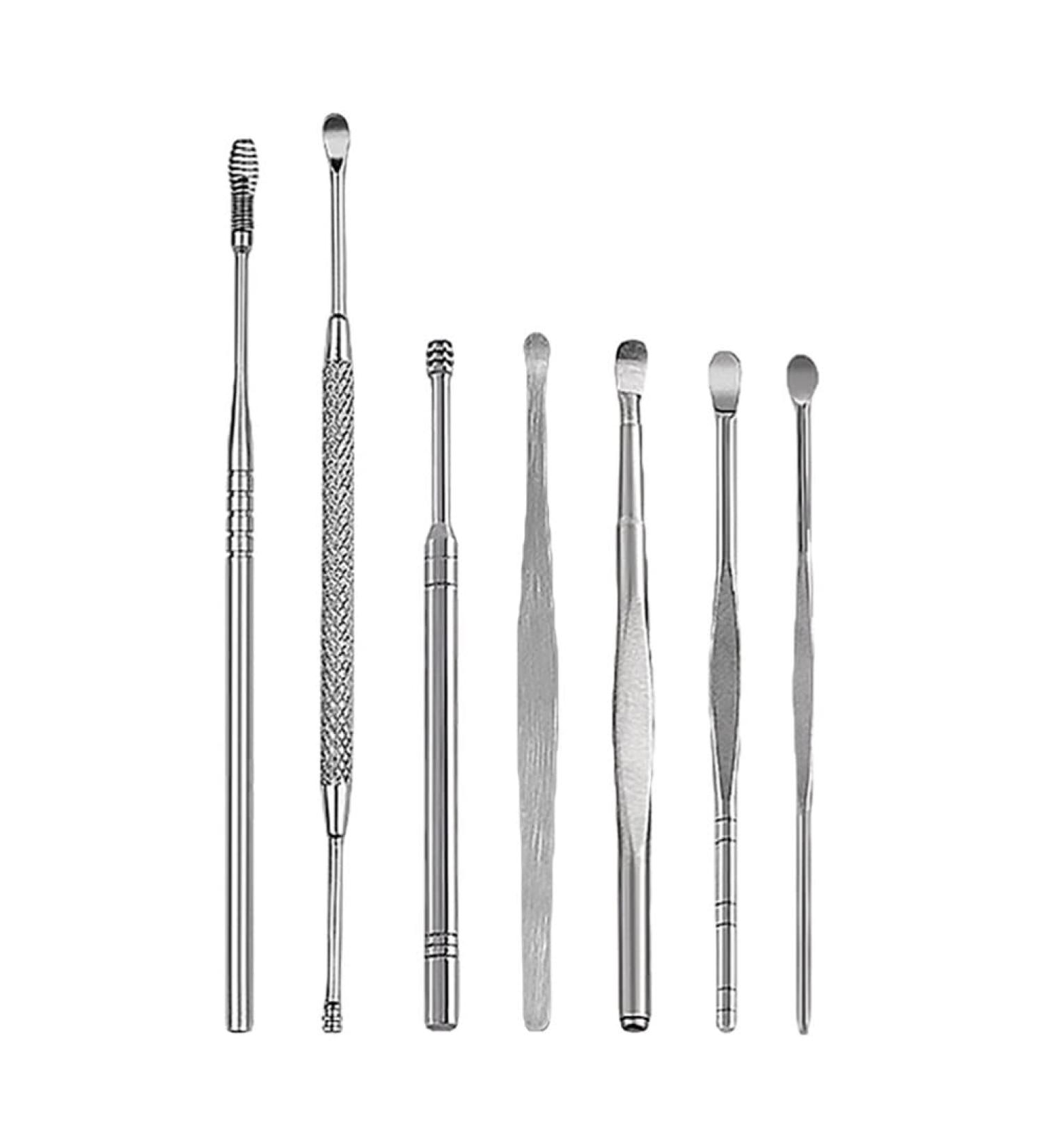 7pcs Stainless Steel Ear Cleaning Tool Set - Ear Pick & Cleaner Set for Nursing - Silver - Buy Online on SooperMarket.com