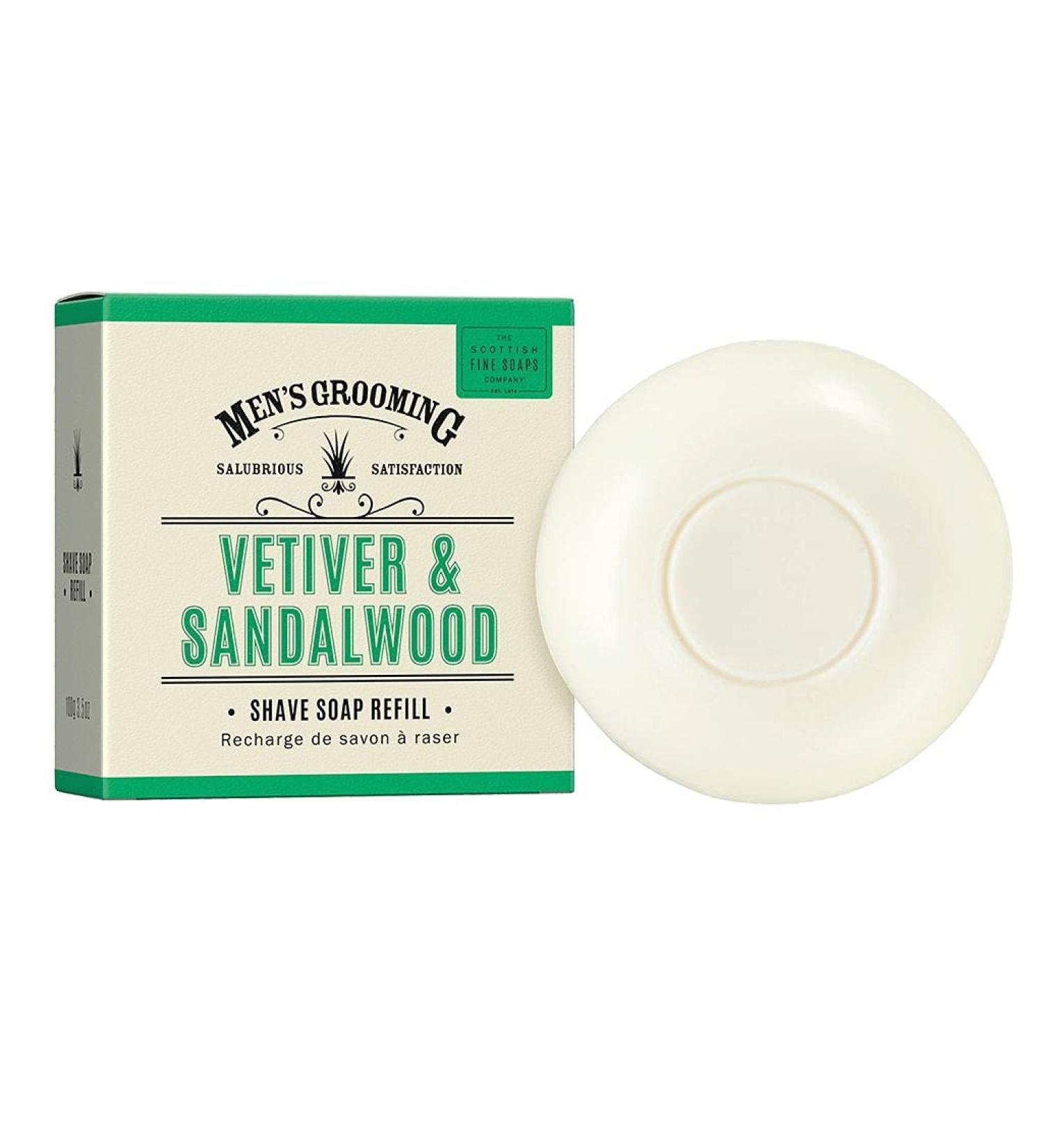 Scottish Fine Soaps Men's Grooming Vetiver & Sandalwood Shave Soap Refill 100g - Luxurious Shaving Soap for Men - Buy Online on SooperMarket.com