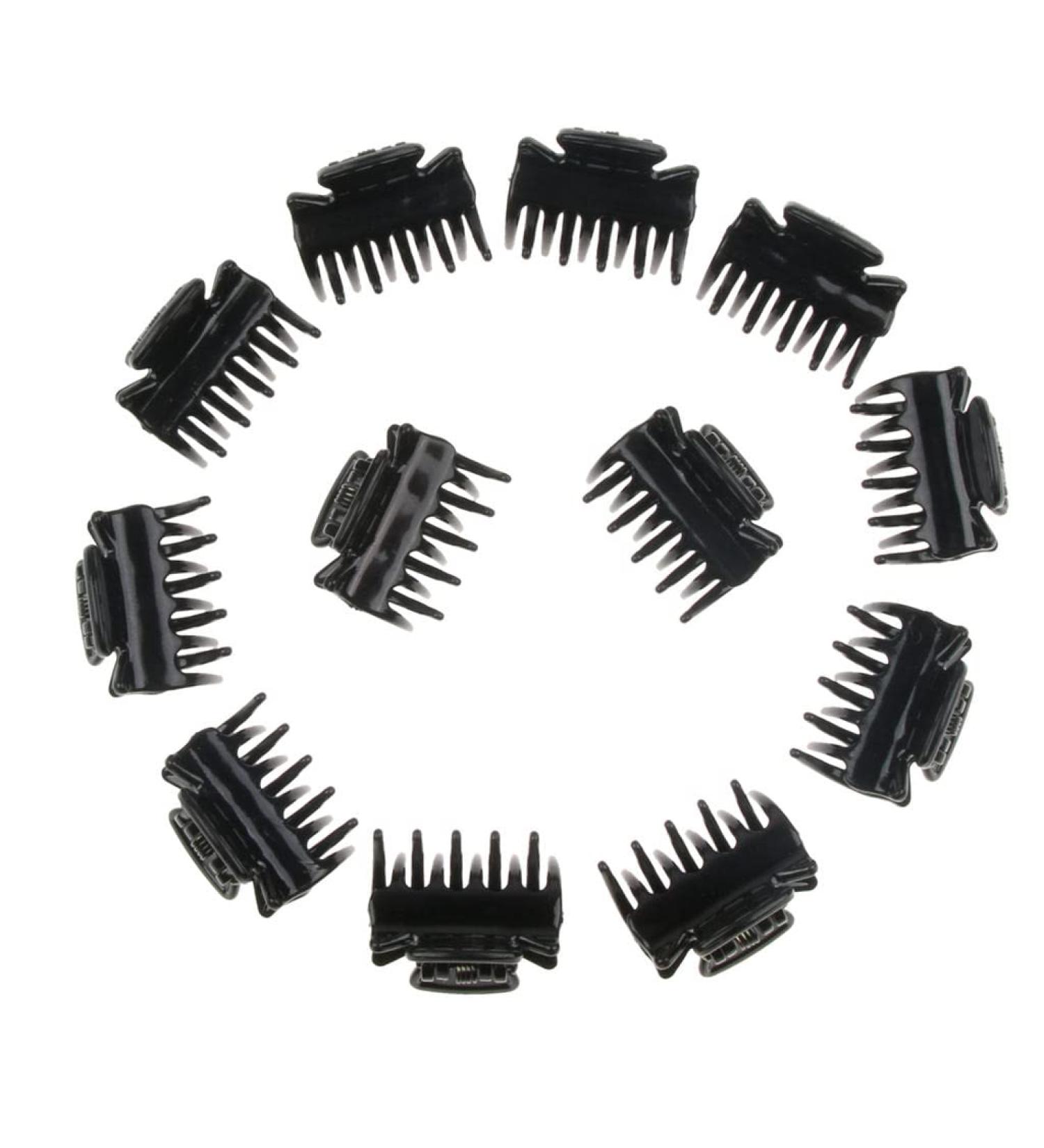 F Fityle 12-Piece Black Resin Mini Hair Clip Set - Hair Grippers & Claw Clips | Stylish Hair Accessories for All Hair Types - International Shipping - Buy Online on SooperMarket.com