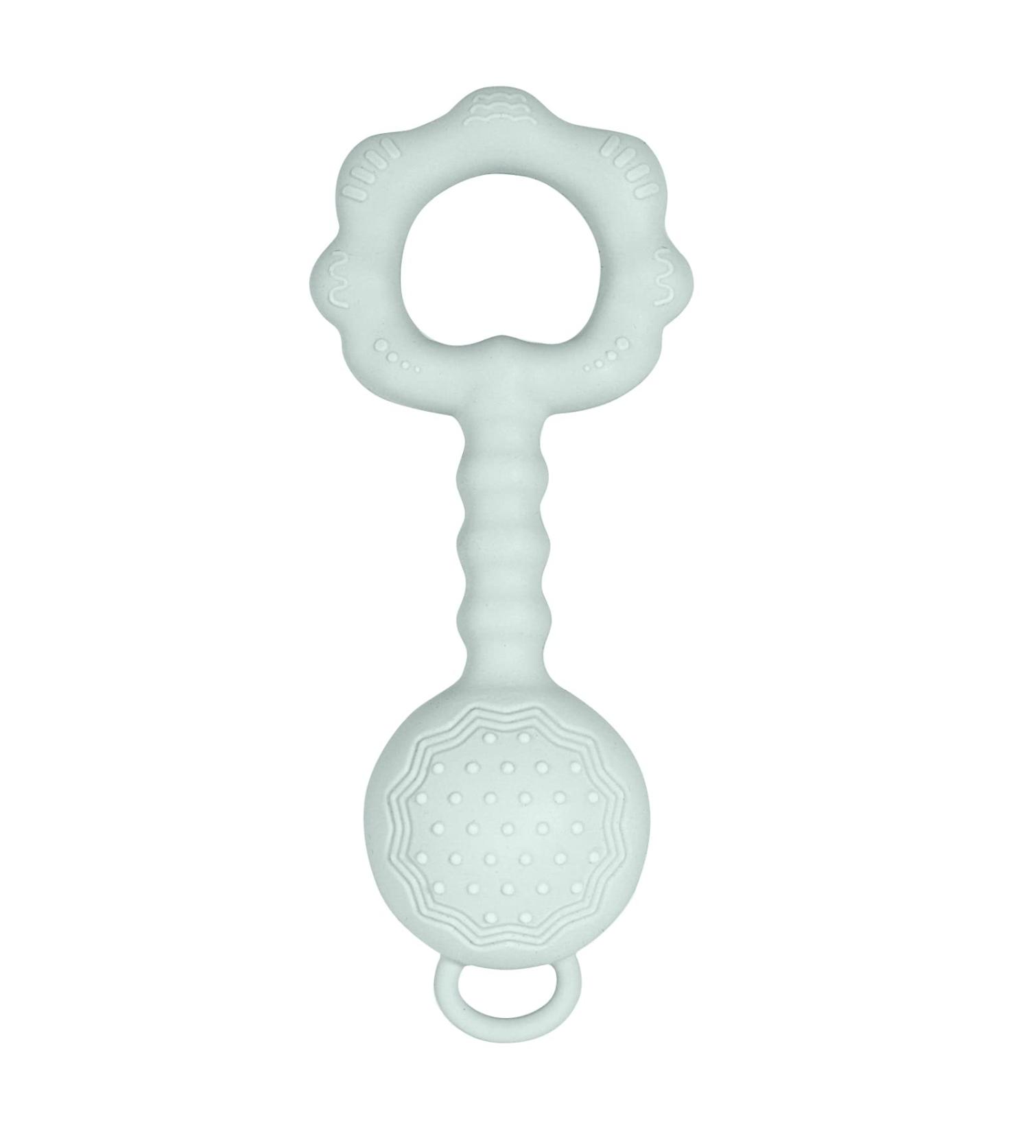 Smarbore Silicone Baby Teething Toy for Babies 0-12 Months - Nude Green Rattle & Teether for Sensory Exploration and Pain Relief - Buy Online on SooperMarket.com