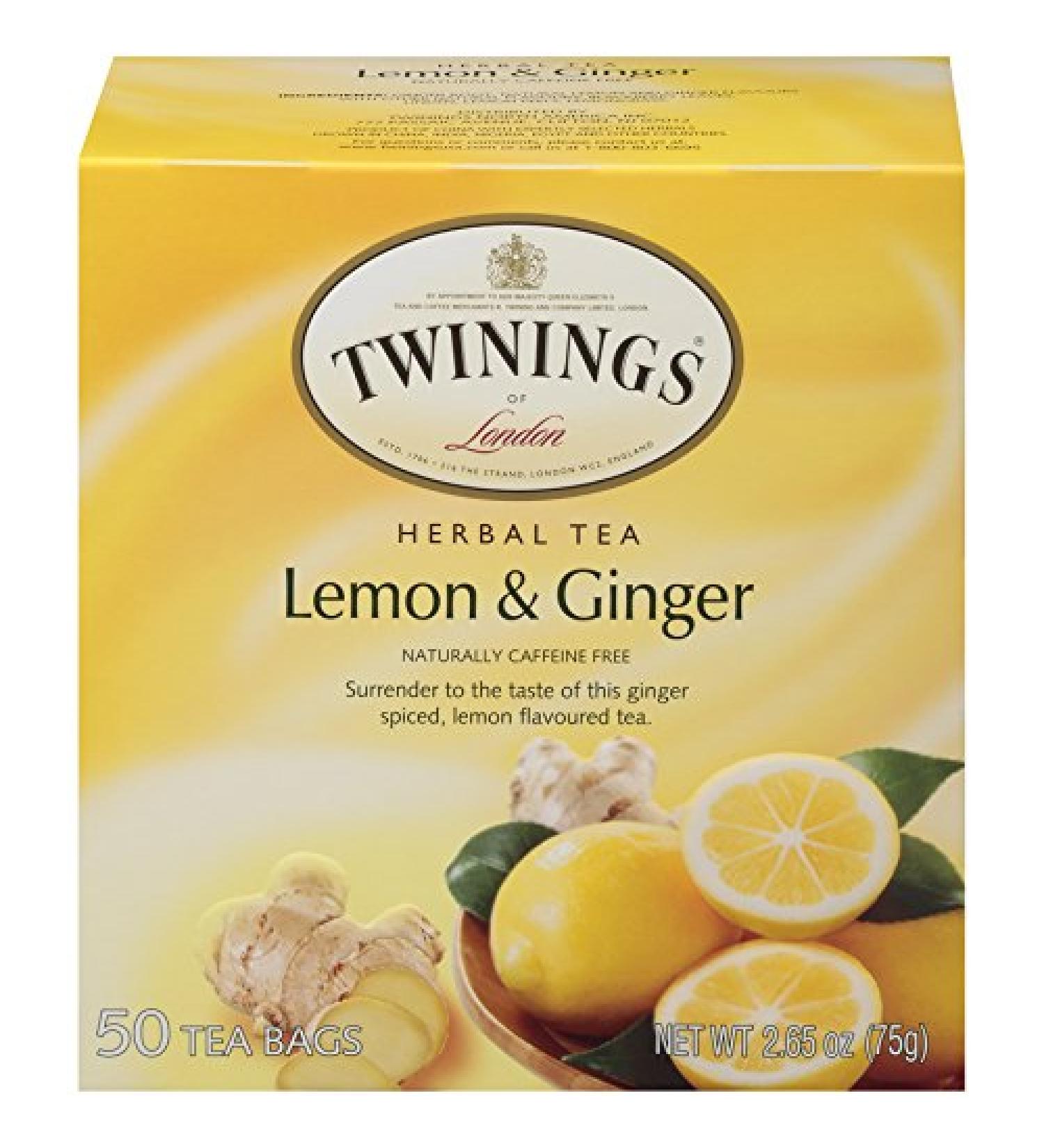 Buy Twinings Herbal Tea Lemon & Ginger Caffeine Free - 25 Tea Bags | 1.32 oz - Buy Online on SooperMarket.com