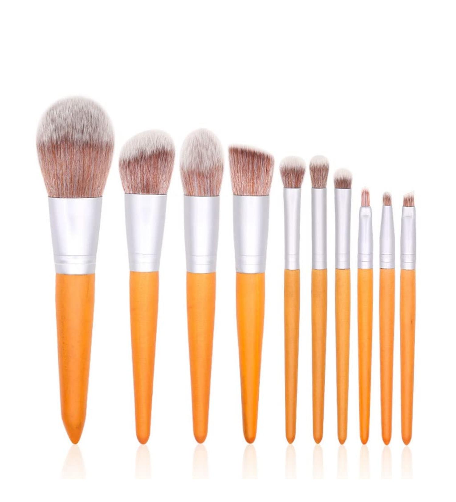 DFHBFG 10-Piece Makeup Brush Set | Wooden Handle Eyeshadow Brushes & Beauty Tools for Flawless Makeup Application - Buy Online on SooperMarket.com