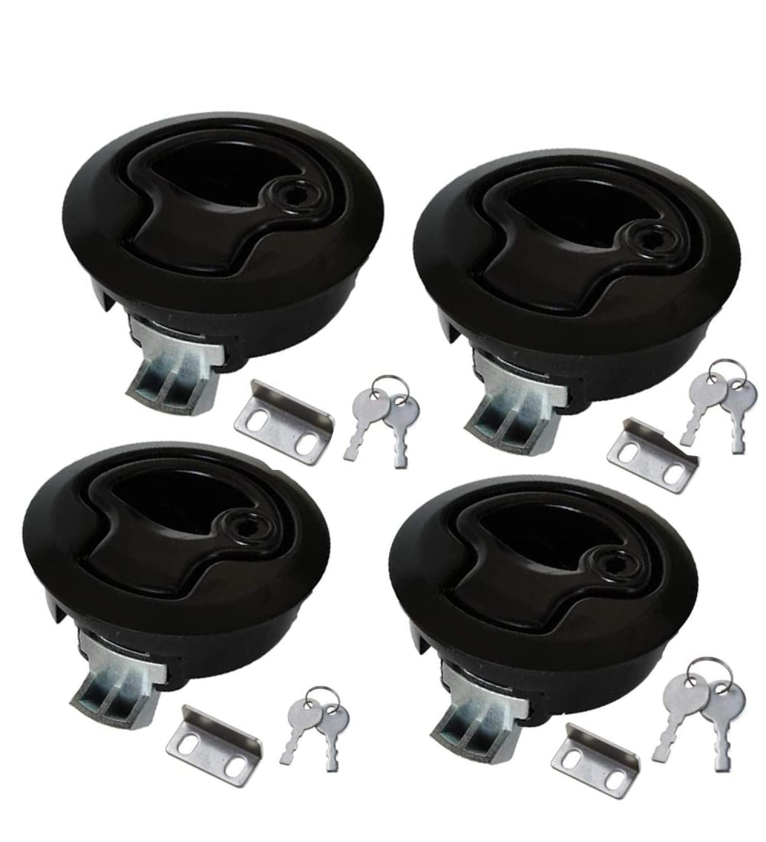 Boat Latches Flush Pull Slam Lock with Keyed Lock - Silver/Black (2pcs/4pcs) - Buy Online on SooperMarket.com