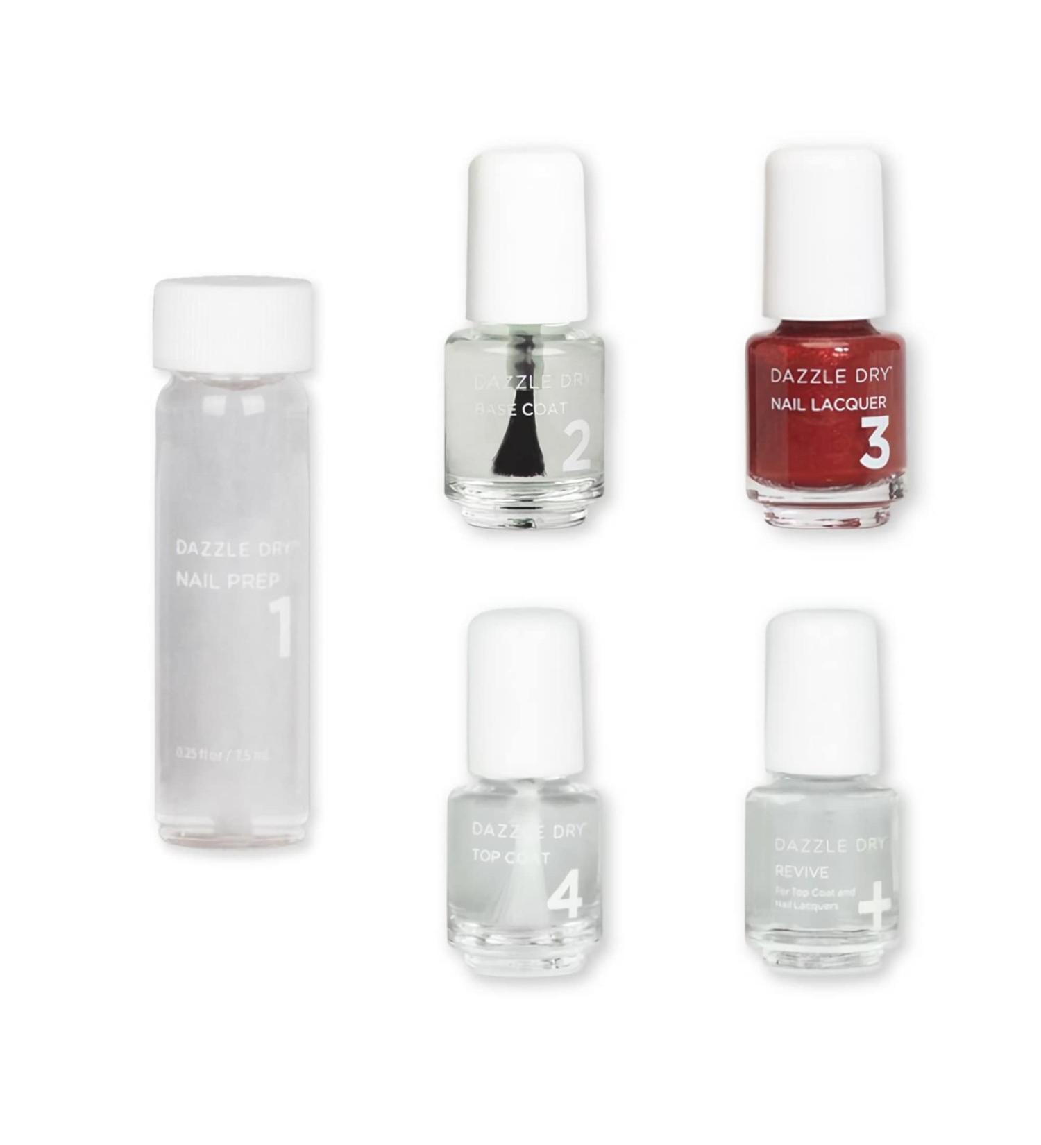 Dazzle Dry Mini Kit 4 Step System - Confident Full Coverage Metallic Candy Apple Red (5-Piece Set) - Buy Online on SooperMarket.com