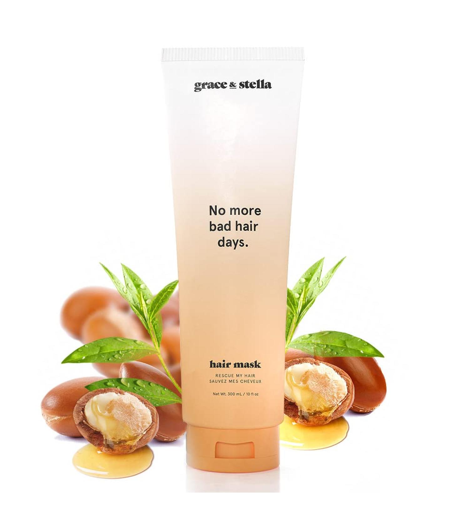 Grace & Stella Rescue My Hair Mask - Vegan Deep Conditioner for Dry Damaged Hair with Argan Oil - Hydrating Hair Masque for Growth and Repair - 10.14 Fl Oz - Buy Online on SooperMarket.com