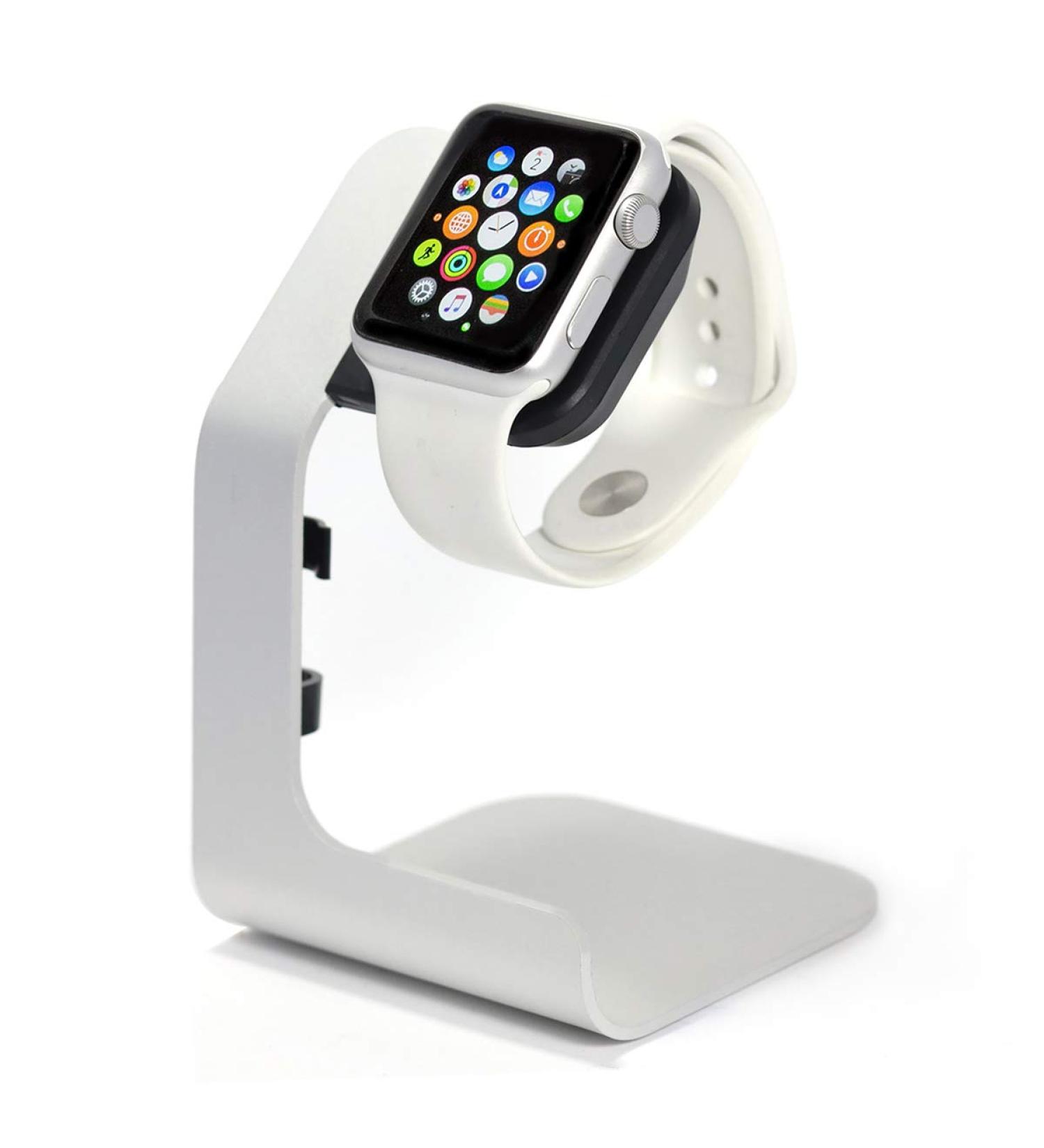 Tranesca Watch Charger Stand Holder Dock for Series 8/7 / 6/5 / 4/3 / 2/1/ SE (38mm / 40mm / 41mm / 42mm / 44mm / 45mm) - Silver Grey - Must Have Watch Accessories - Buy Online on SooperMarket.com