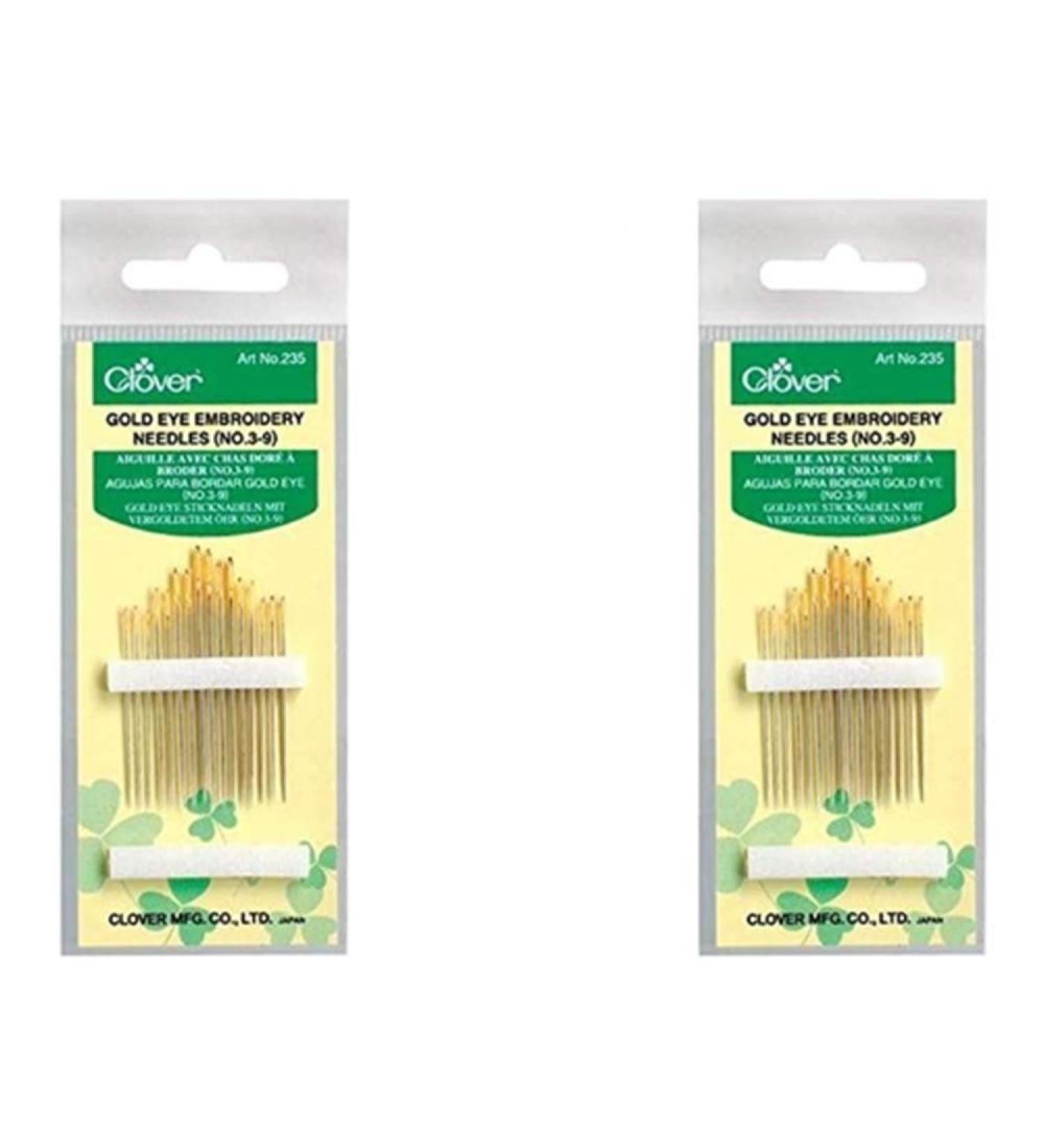 Clover No. 3-9 Gold Eye Embroidery Needles Pack of 16 (2 Pack)