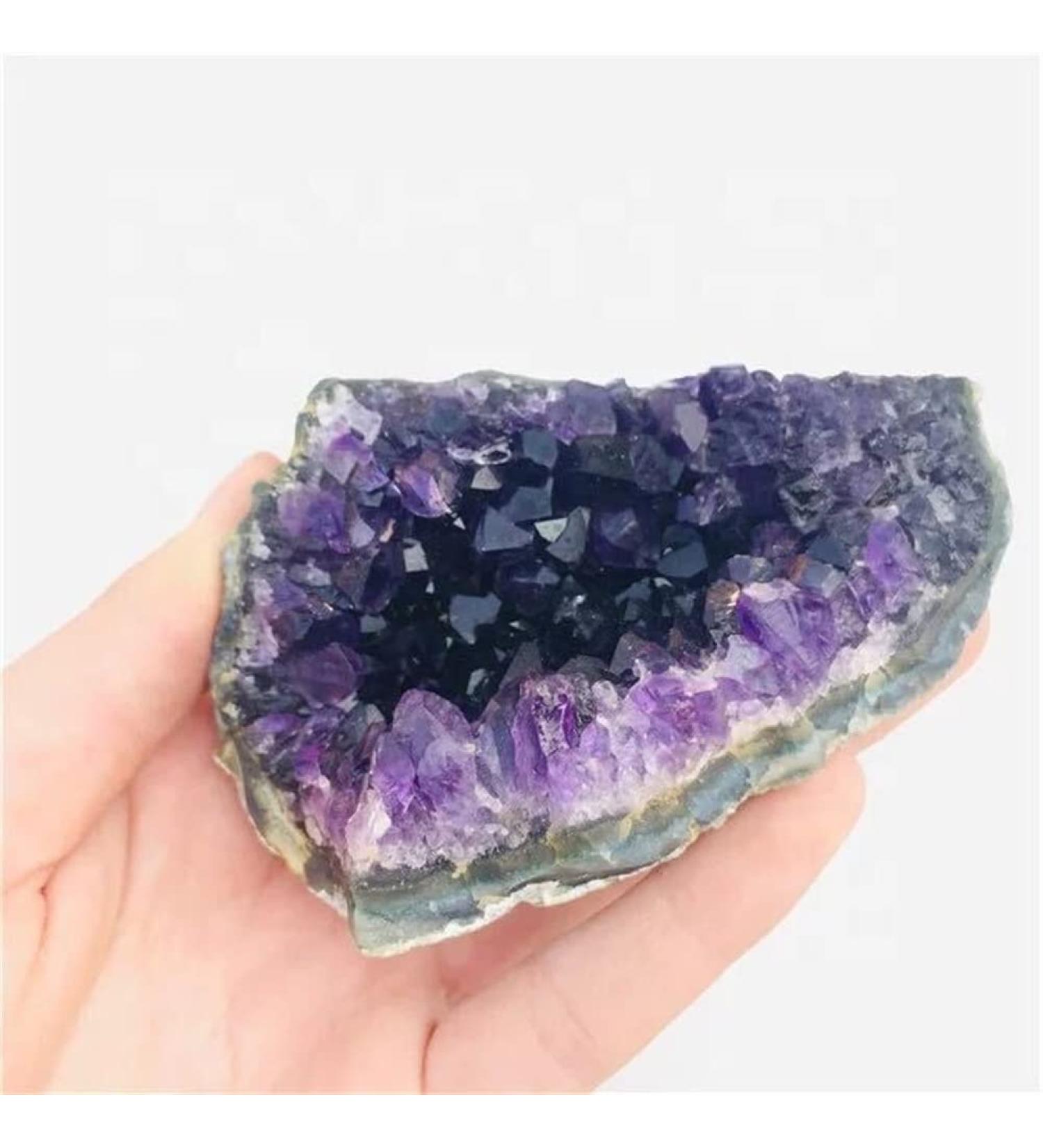 1pc 40g-55g Purple Feng Shui Natural Amethyst Crystal Quartz Drusy Geode Cluster Stone Decoration Ornament Feng Shui Decoration Natural Stones and Minerals - Buy Online on SooperMarket.com