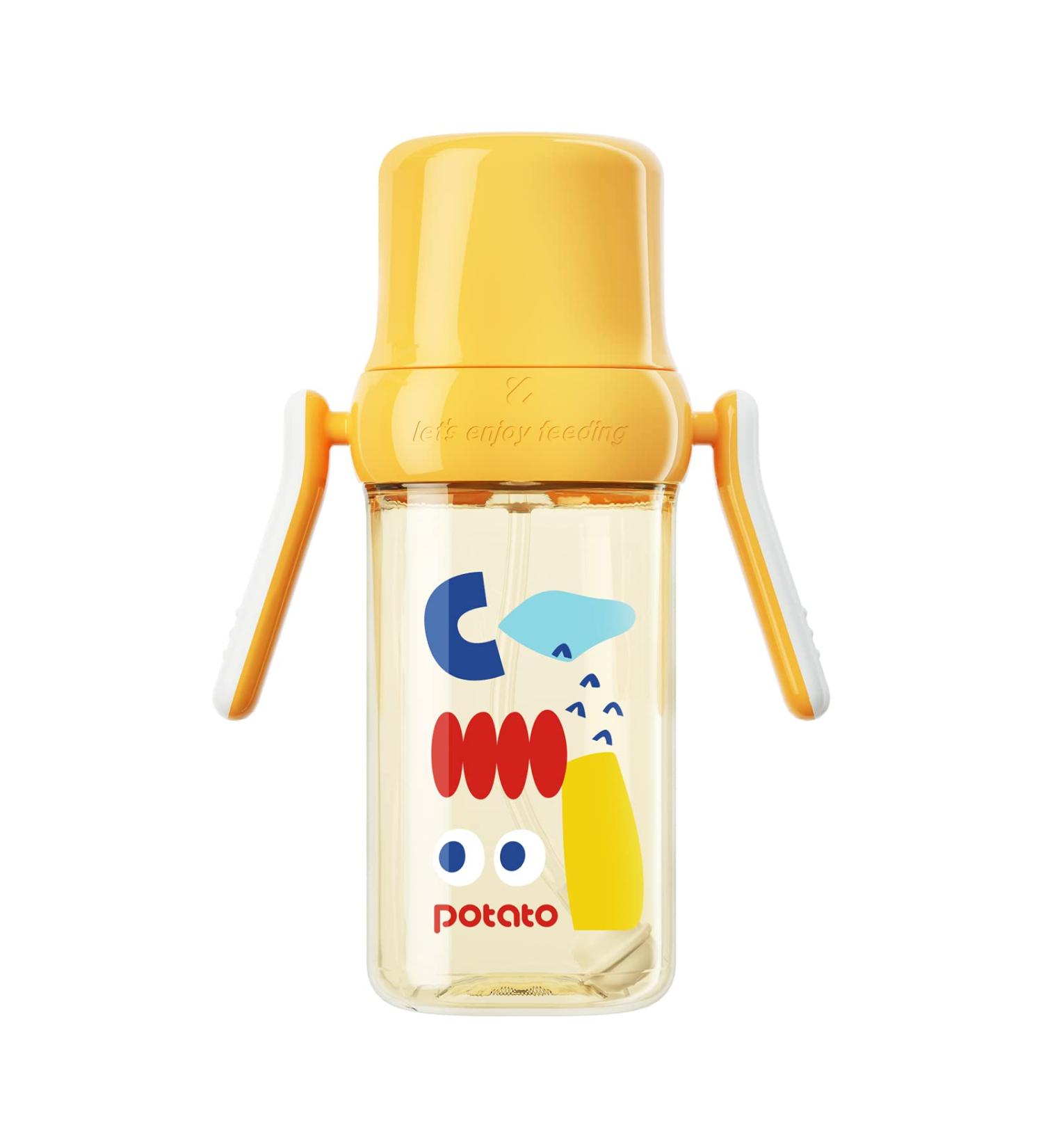 PPSU Potato Sippy Cup with Handle for 1 Year Old - Spill Proof Straw, Weighted Ball - 10oz Yellow - Buy Online on SooperMarket.com
