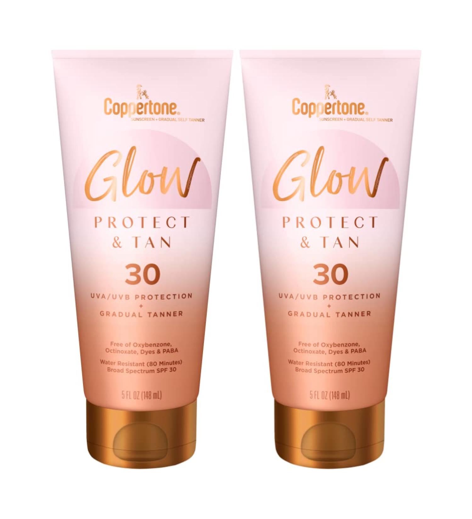 Coppertone Glow Protect and Tan Sunscreen Lotion + Gradual Self Tanner SPF 30 - 5 Fl Oz Tube (Pack of 2) - Buy Online on SooperMarket.com