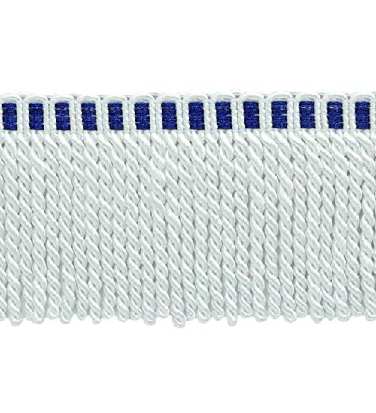 3" (7.5cm) Long Noblesse Collection Bullion Fringe Trim with Fancy Knitted Header (Style# DB3) Royal White Multicolor #A1T (Bright White, Royal Blue) 5 Yard Value Pack (4.5m/15 ft) 5 Yards (15 ft|4.5m) Royal White Multicolor (Color# A1T)