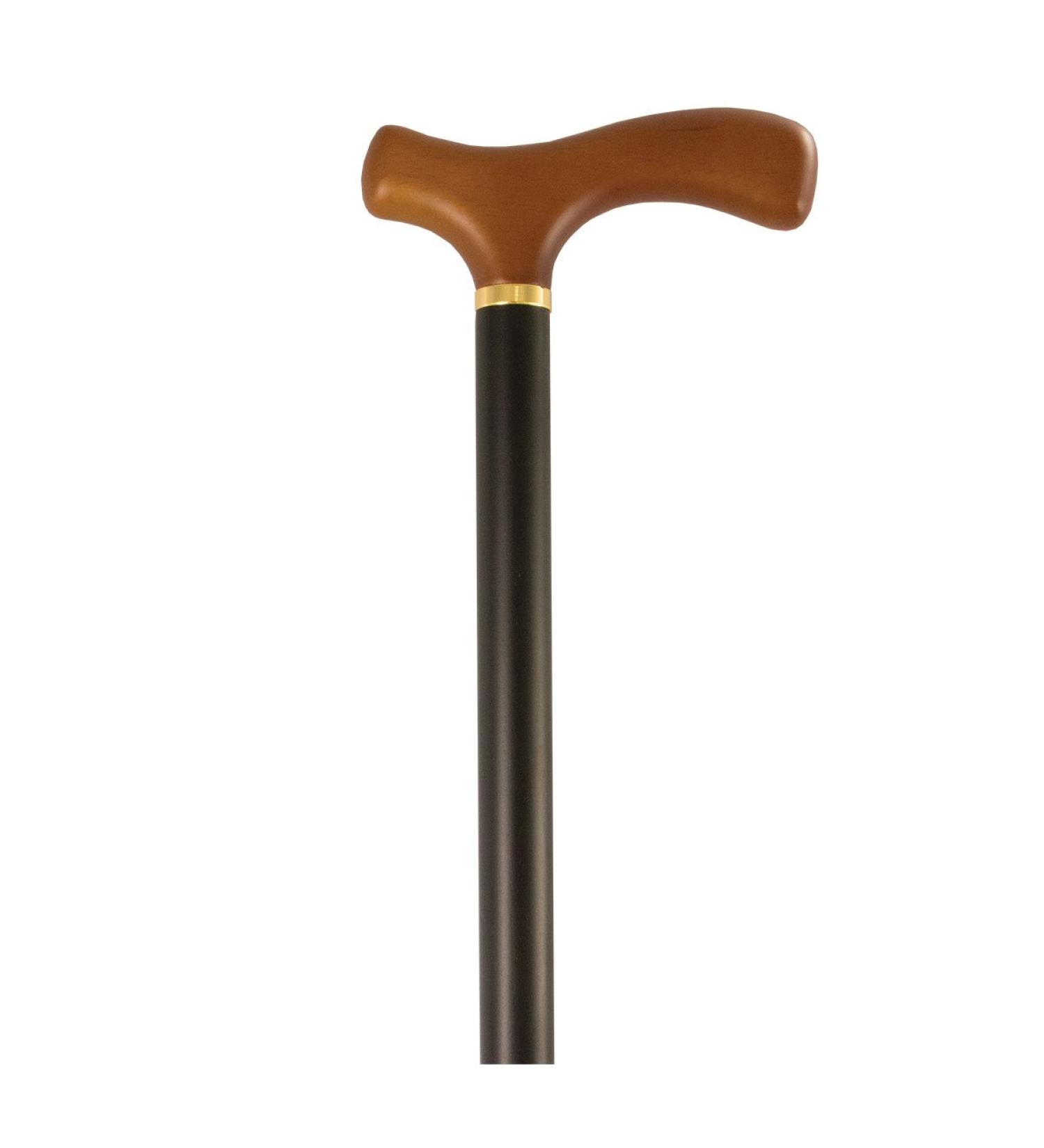 PCP Mobility Wood Cane Fritz Handle Men's Black Finish with Natural Finish 1-Inch Tip Size