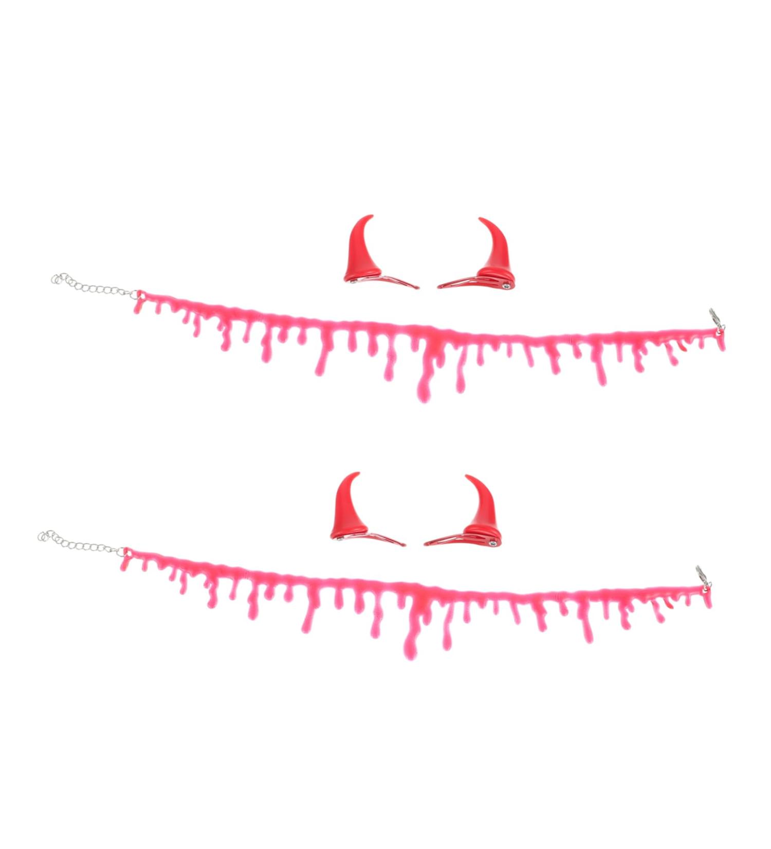 ABOOFAN 2 Sets Hairpin Blood Necklace Childrens Demon Costume Ox Horn Hair Clip Devil Horns Hair Clip Devil Costume Accessory Hair Clips Ornament Kits Halloween Hair Supplies Plastic - Buy Online on SooperMarket.com