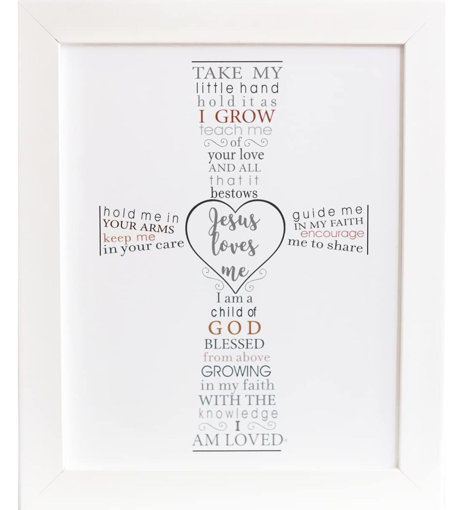 Jesus Loves Me Baptism Frame for Baby - White Grandparent Gift - Buy Online on SooperMarket.com