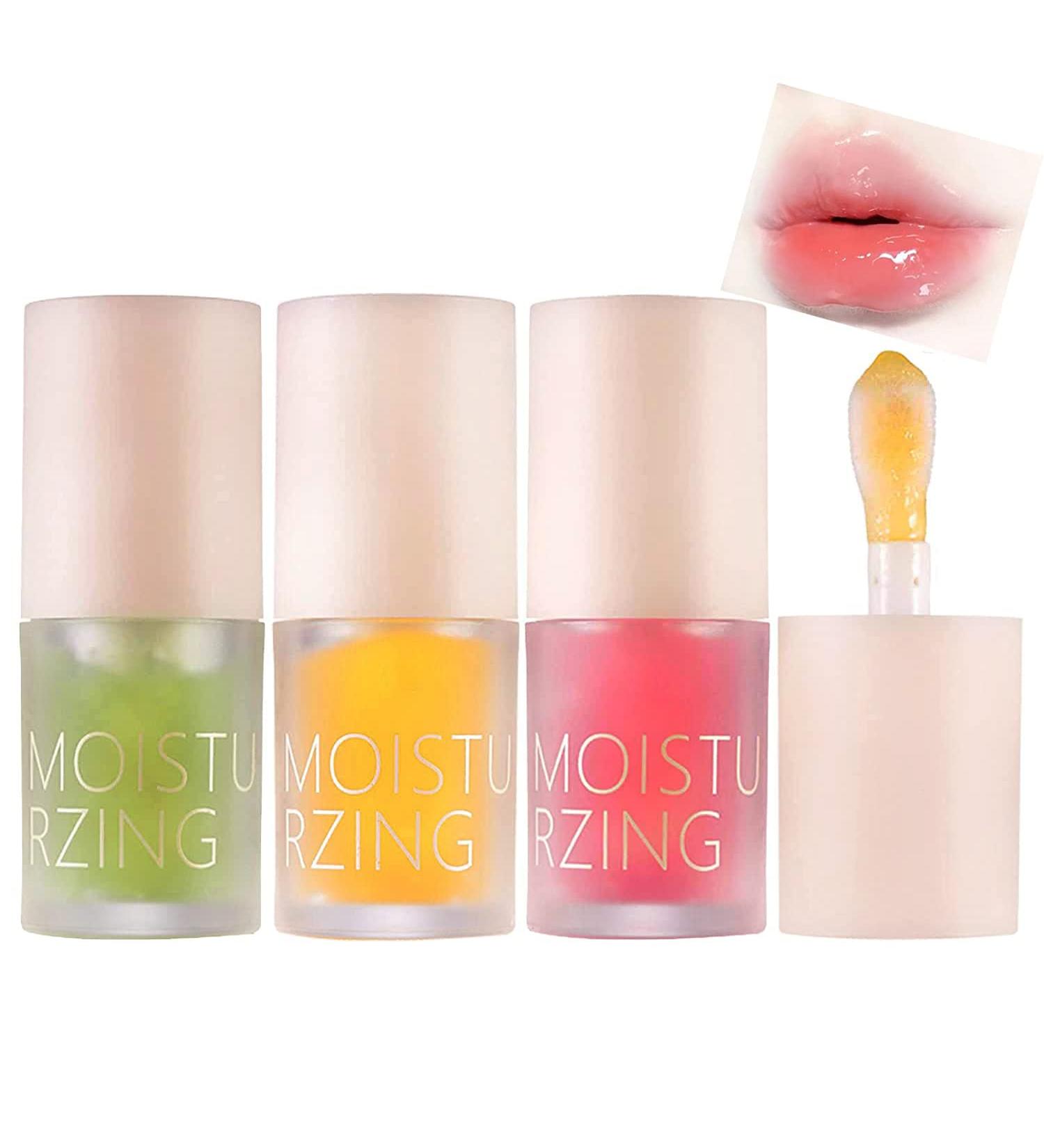 3PCS Plumping Lip Oil Set - Hydrating Lip Glow with Big Brush Head, Non-sticky Formula for Lip Care and Dry Lips - Buy Online on SooperMarket.com