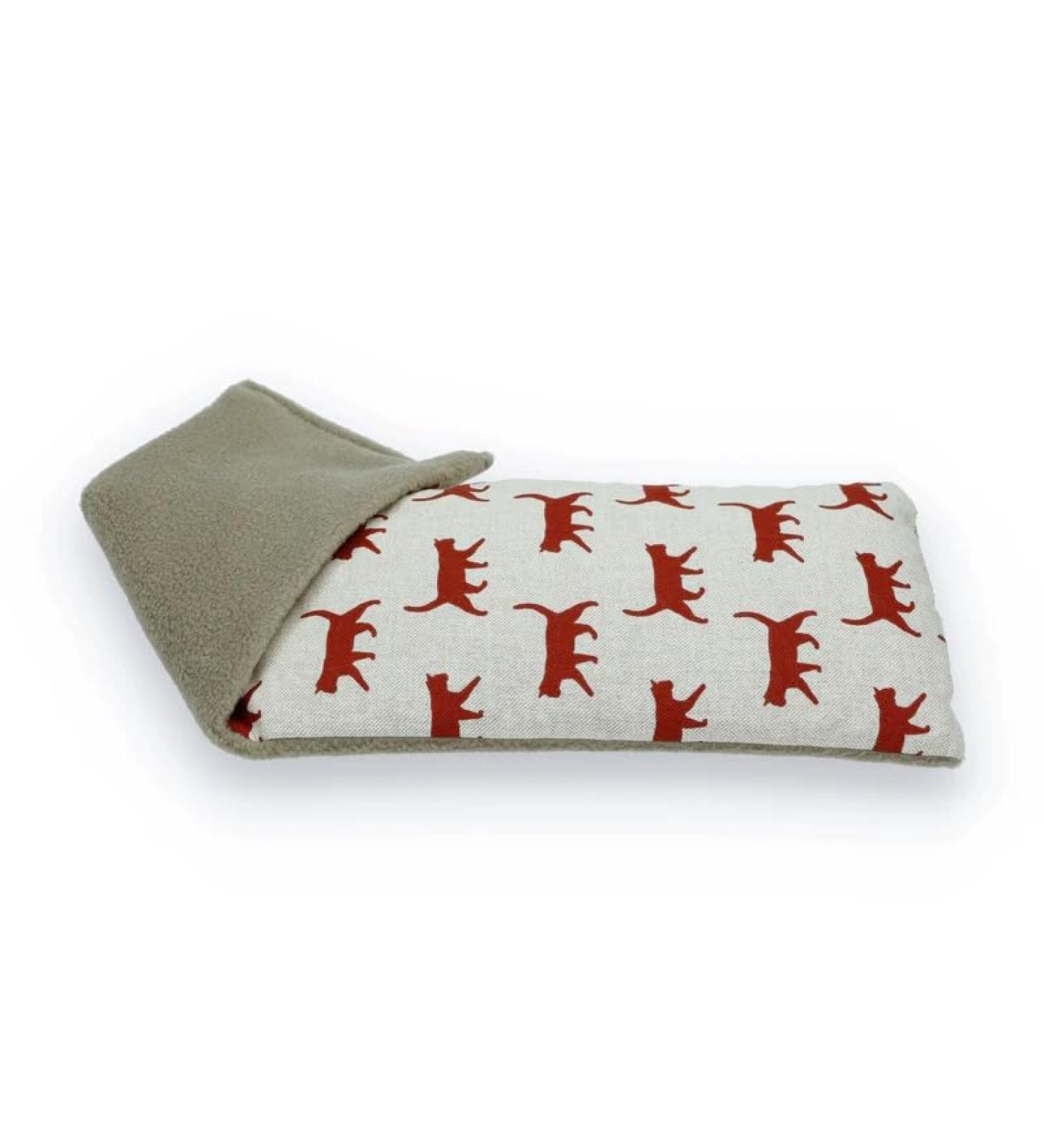 Soothing Cold or Hot Microwavable Duo Fabric Wheat Bag - Lavender Scented - Natural Relief for Aches and Pains - Red Kitty