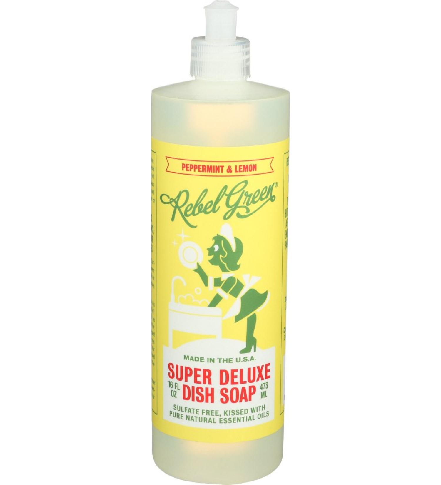 Rebel Green Peppermint Lemon Dish Soap - 16 oz | Eco-Friendly Cleaning - Buy Online on SooperMarket.com