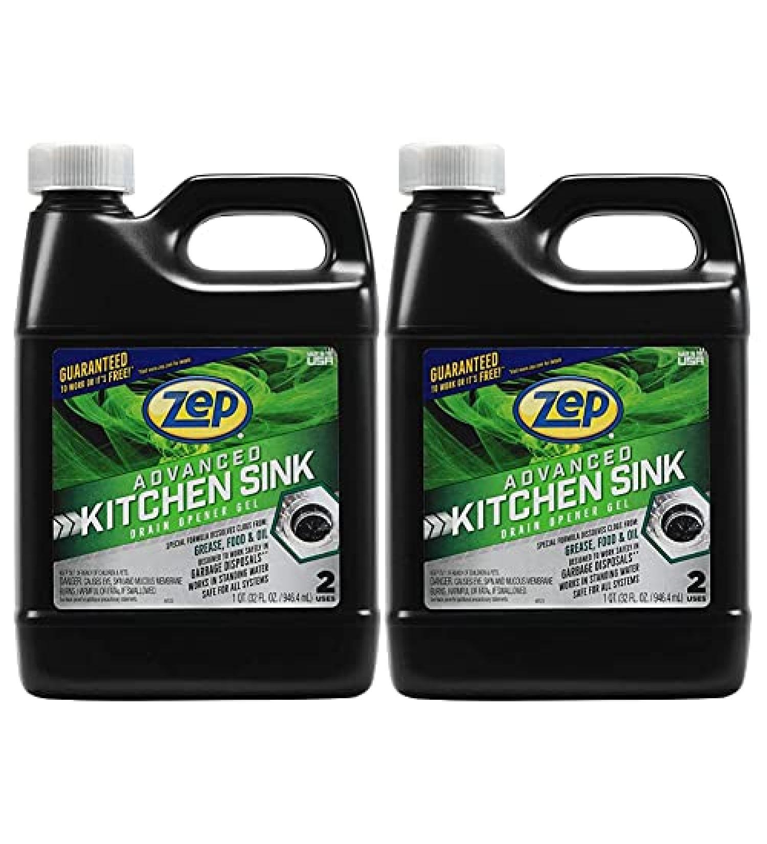 Zep Advanced Kitchen Drain Opener 32 oz - Case of 2 | Safe for Grease Food & Garbage Disposal - International Shipping - Buy Online on SooperMarket.com