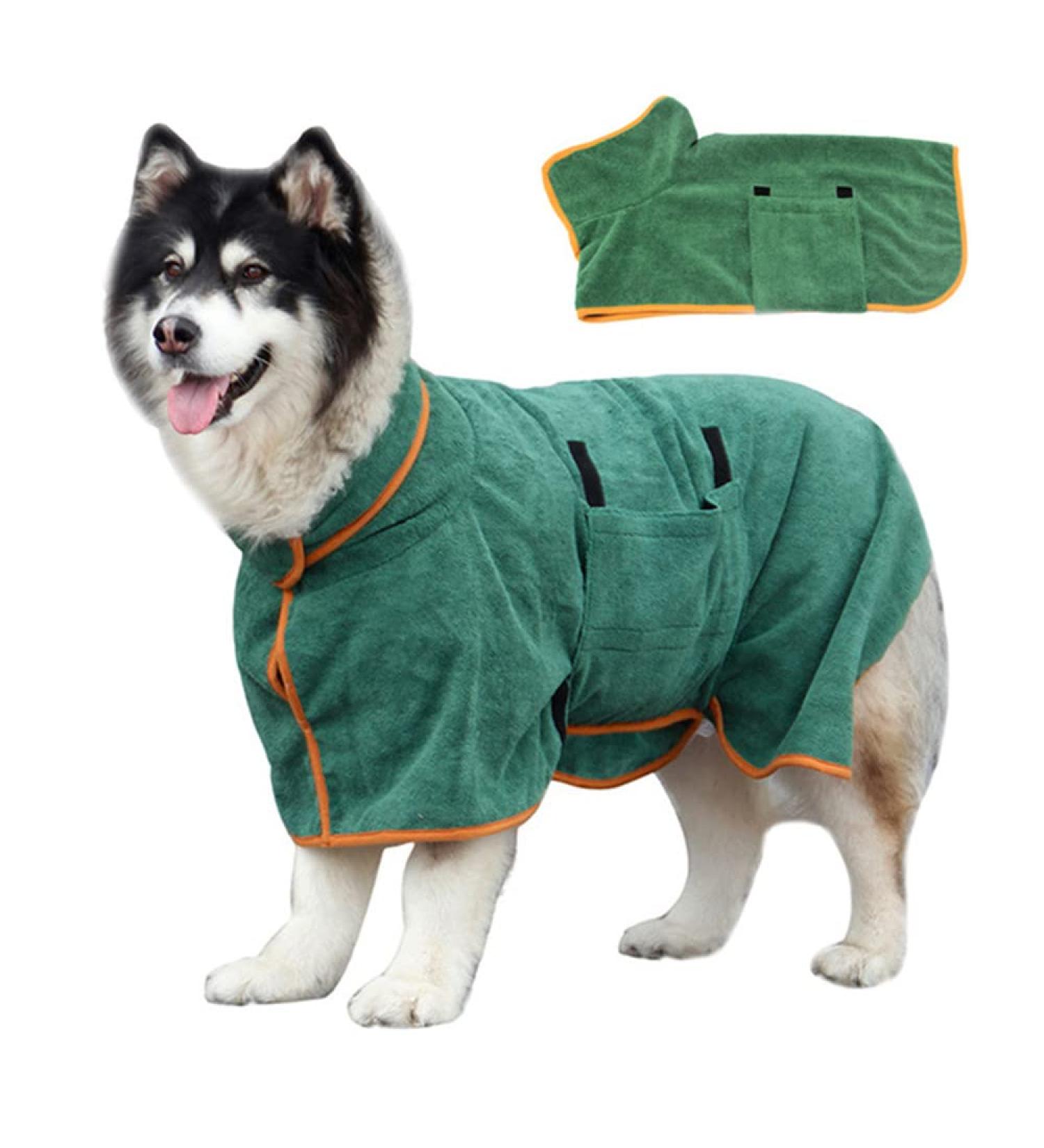 DLMLEMU Super Absorbent Pet Bathrobe - Fast Drying Towel with Adjustable Strap Hood for Dogs & Cats - Buy Online on SooperMarket.com