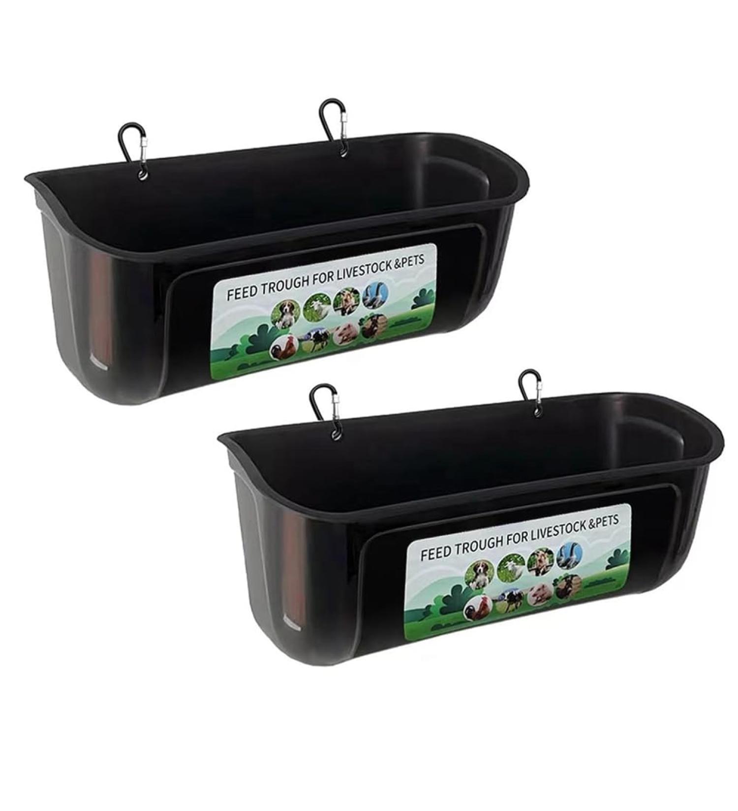 GIISH 2 Pack Chicken Goat Hanging Fence Feeder Black ABS for Deer Duck Dog and Piglets Goose Waterer Trough - Buy Online on SooperMarket.com