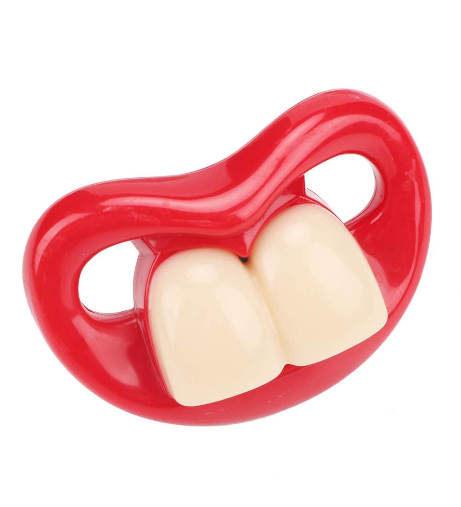 Mouth Pacifier Funny Soft Silica Gel Laughing Red Lip Pacifier for Babies Kids - Two Teeth Soother Accessory - Buy Online on SooperMarket.com