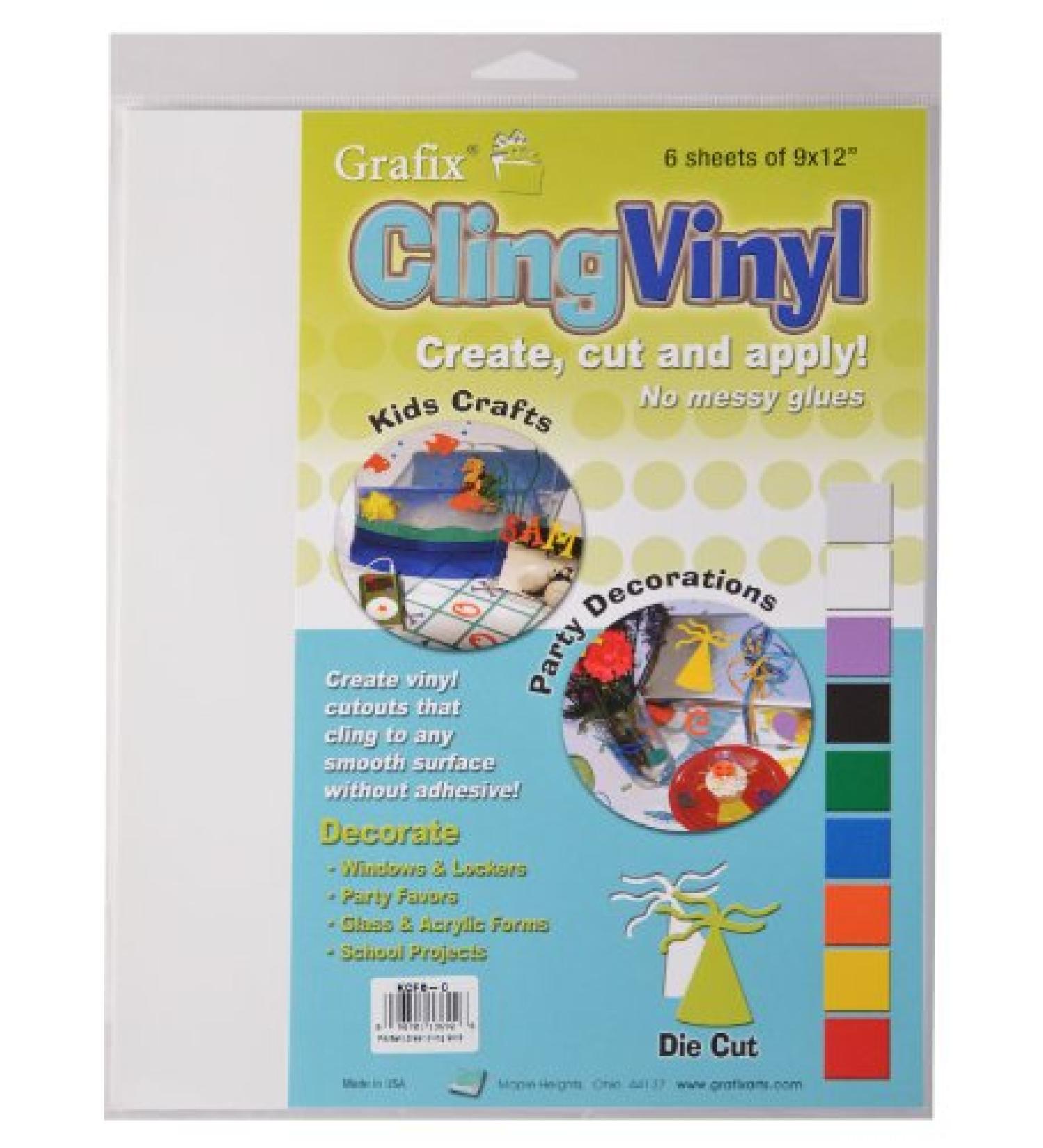 Grafix Clear Static Film Sheets 9x12 - Create Your Own Window Clings - Stick to Glass, Acrylic & Glossy Surfaces - 6 Count Pack - Buy Online on SooperMarket.com