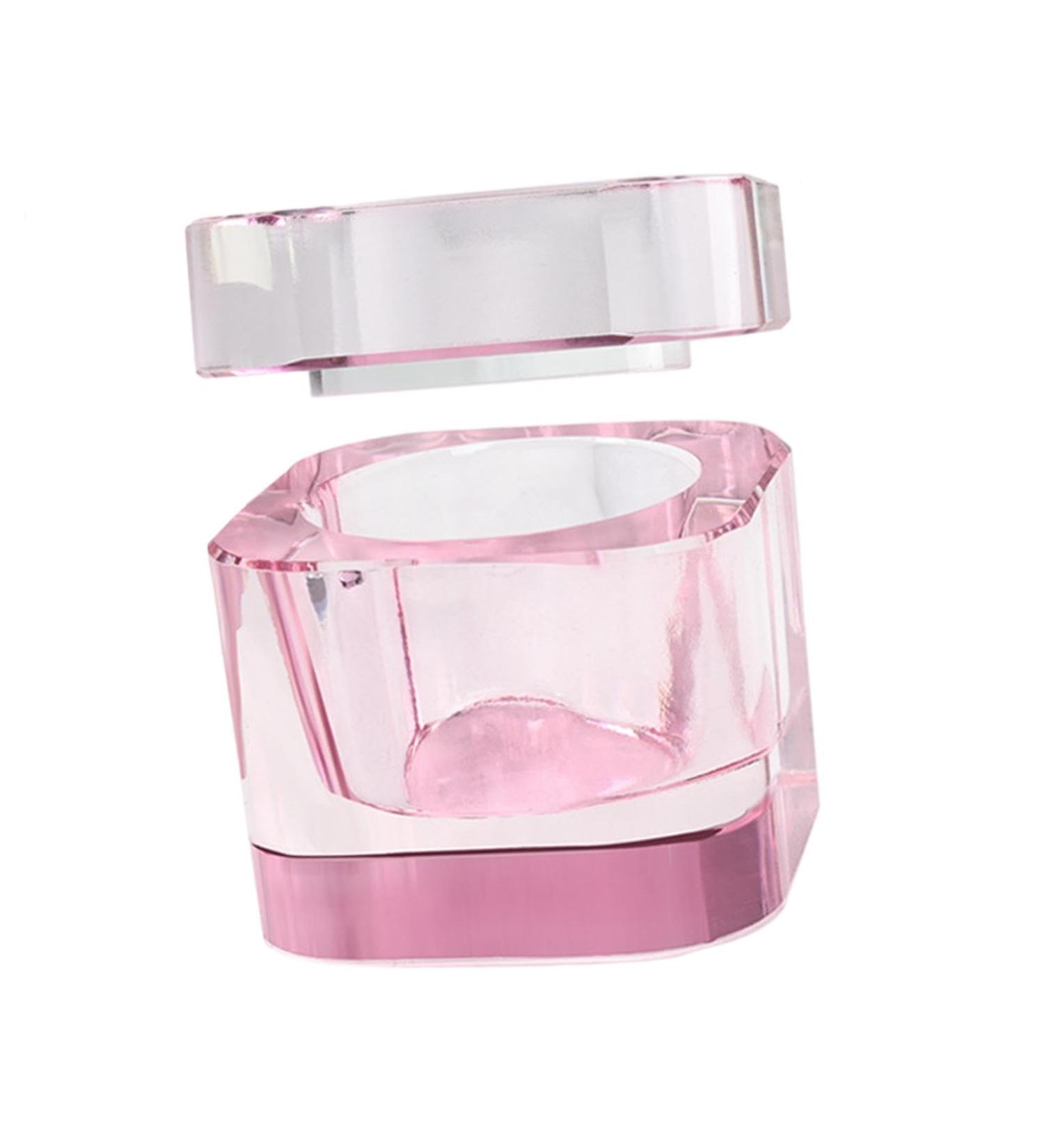 Folpus Nail Art Glass Dish with Lid Bowl Cup Holder Nail Art Tools Pink - Buy Online on SooperMarket.com