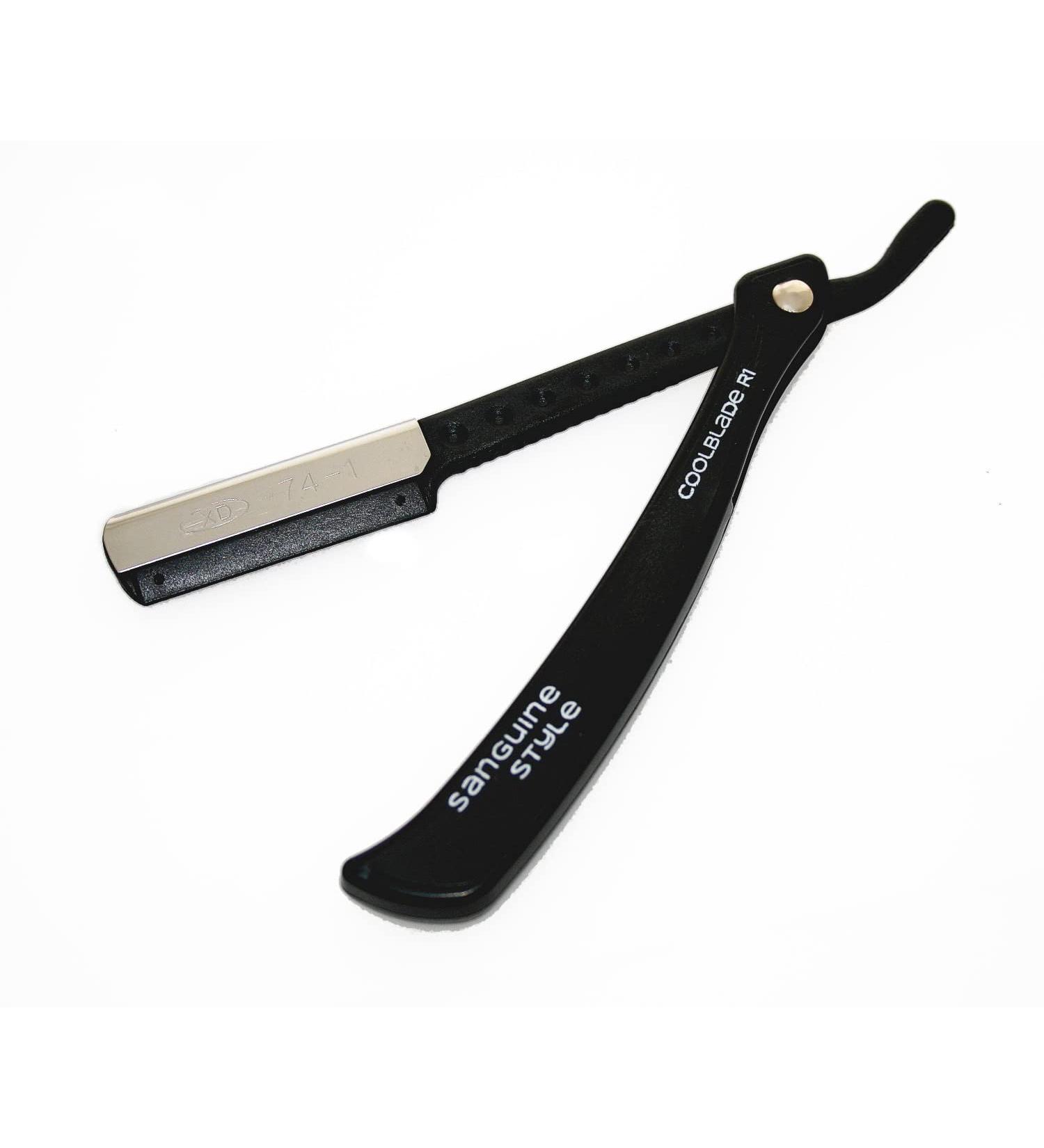 CoolBlade R1 Black Shaving Razor Set - Cut Throat Razor Wilkinson Blades & Sanguine Pouch | International Shipping Available - Buy Online on SooperMarket.com