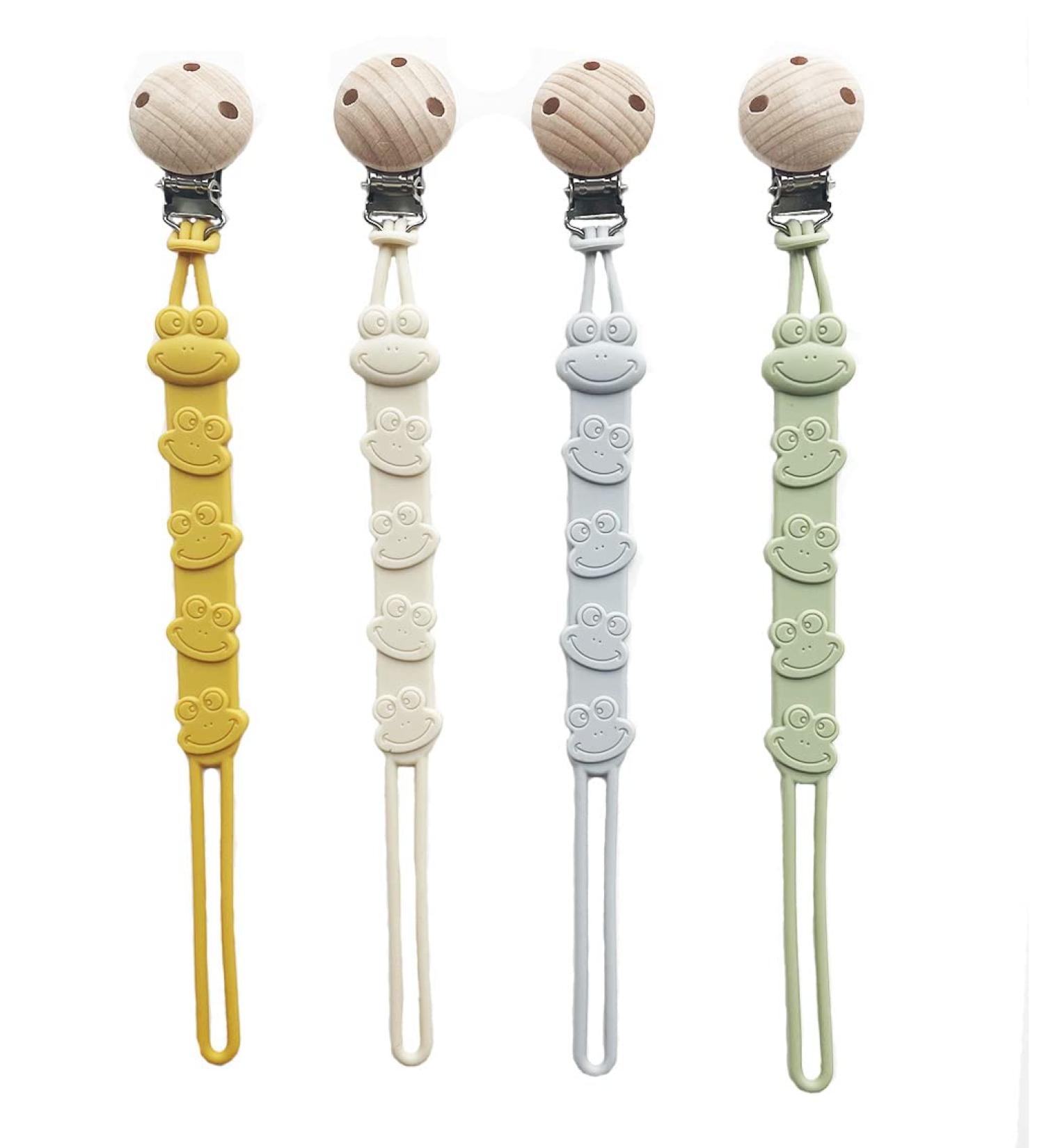 DeMissir Silicone Pacifier Clips Holder - 4Pcs Cute Frogs Design for Baby Boys and Girls - Buy Online on SooperMarket.com