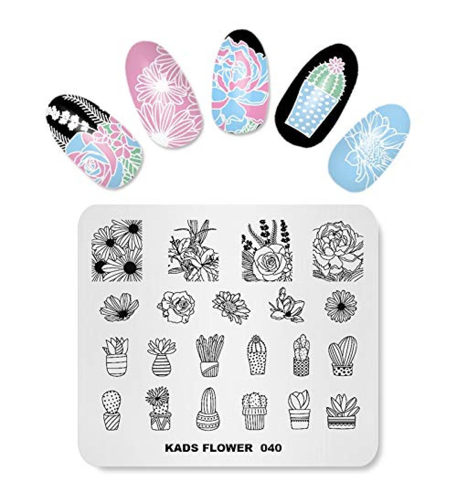 Nail Art Stamping Template - Cactus Flower Design | DIY Manicure Tool FL040 for Stunning Nail Designs | International Shipping - Buy Online on SooperMarket.com