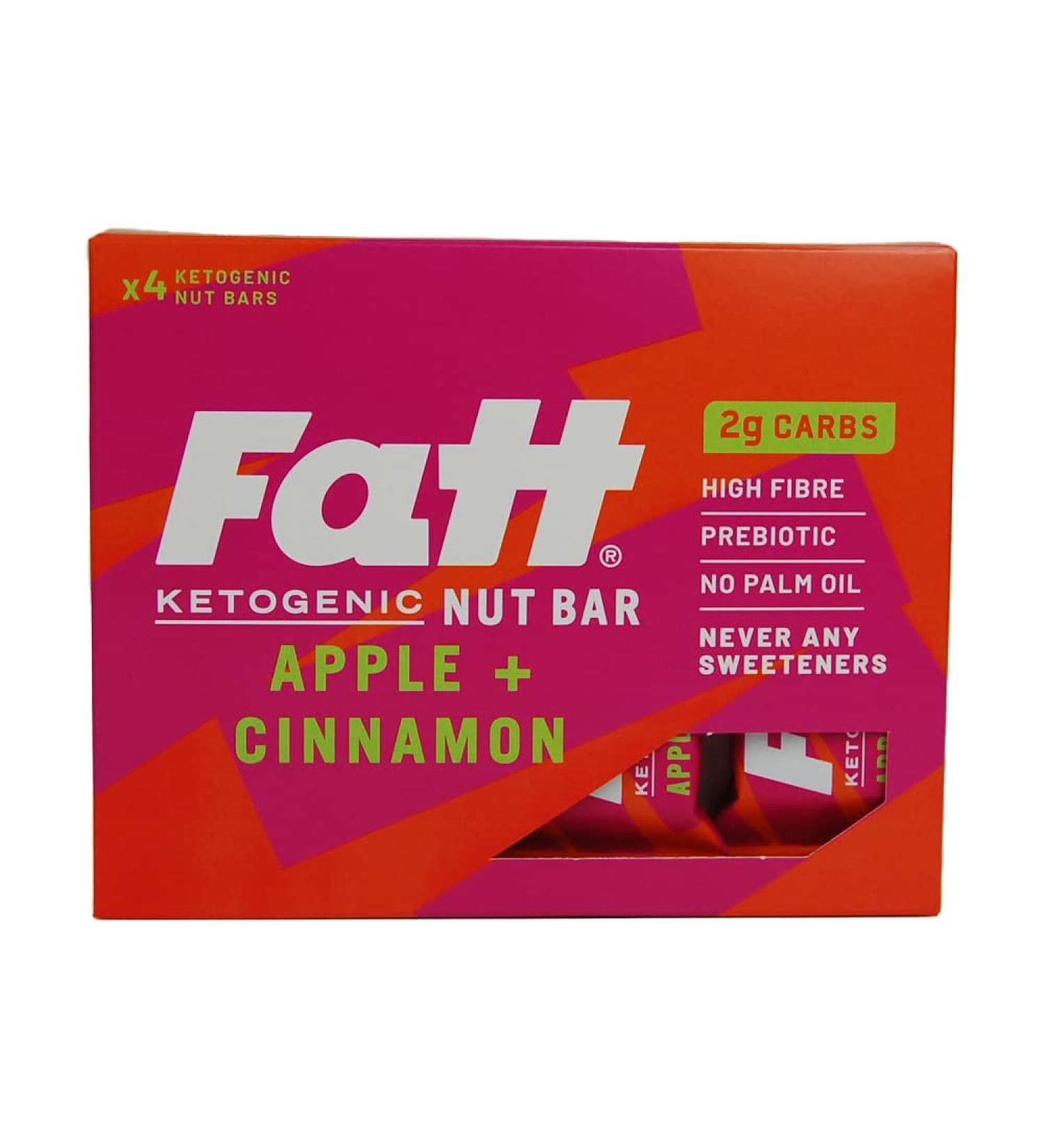 Fatt Keto Nut Bars (Apple & Cinnamon 4 Pack) - Low-Carb Gluten Free Snack Bars - High-Fiber, Vegan & 100% Natural - Fattbar Apple & Cinnamon 4 count - Buy Online on SooperMarket.com