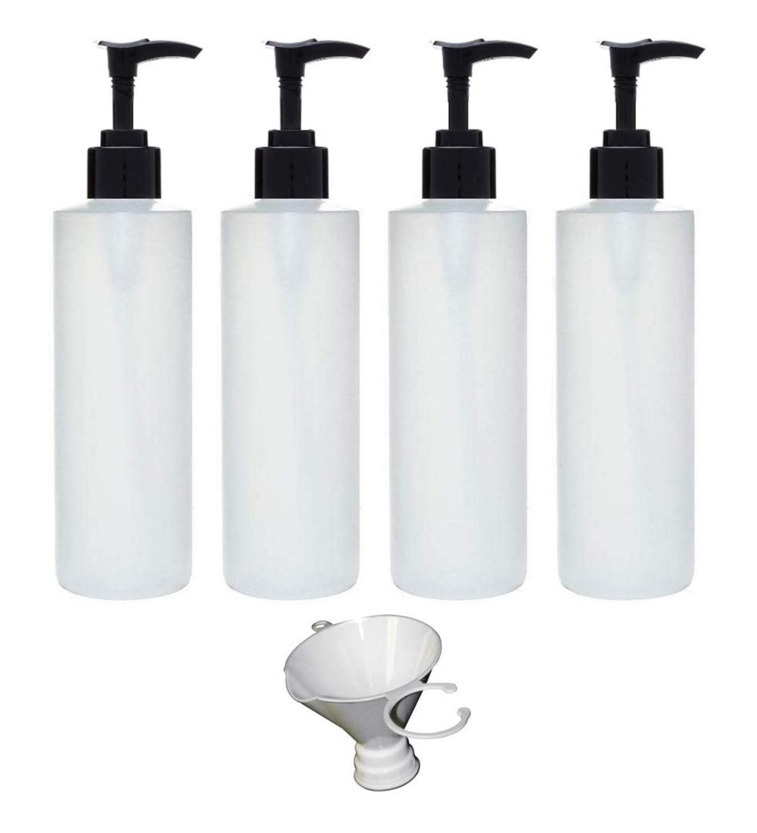 TEEROVA Plastic Pump Dispenser Bottles 8 oz BPA-Free Empty Refillable Containers for Lotion Shampoo and Massage Oil (Pack of 4) - Buy Online on SooperMarket.com
