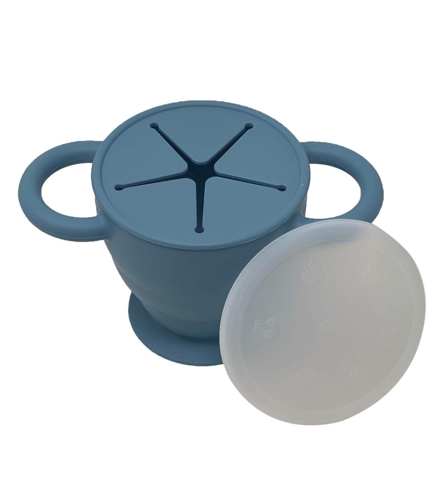BraveJusticeKidsCo Collapsible Silicone Snack Cup | Blue Steel Snack Catcher for Toddler and Baby | Snack Attack II - Buy Online on SooperMarket.com