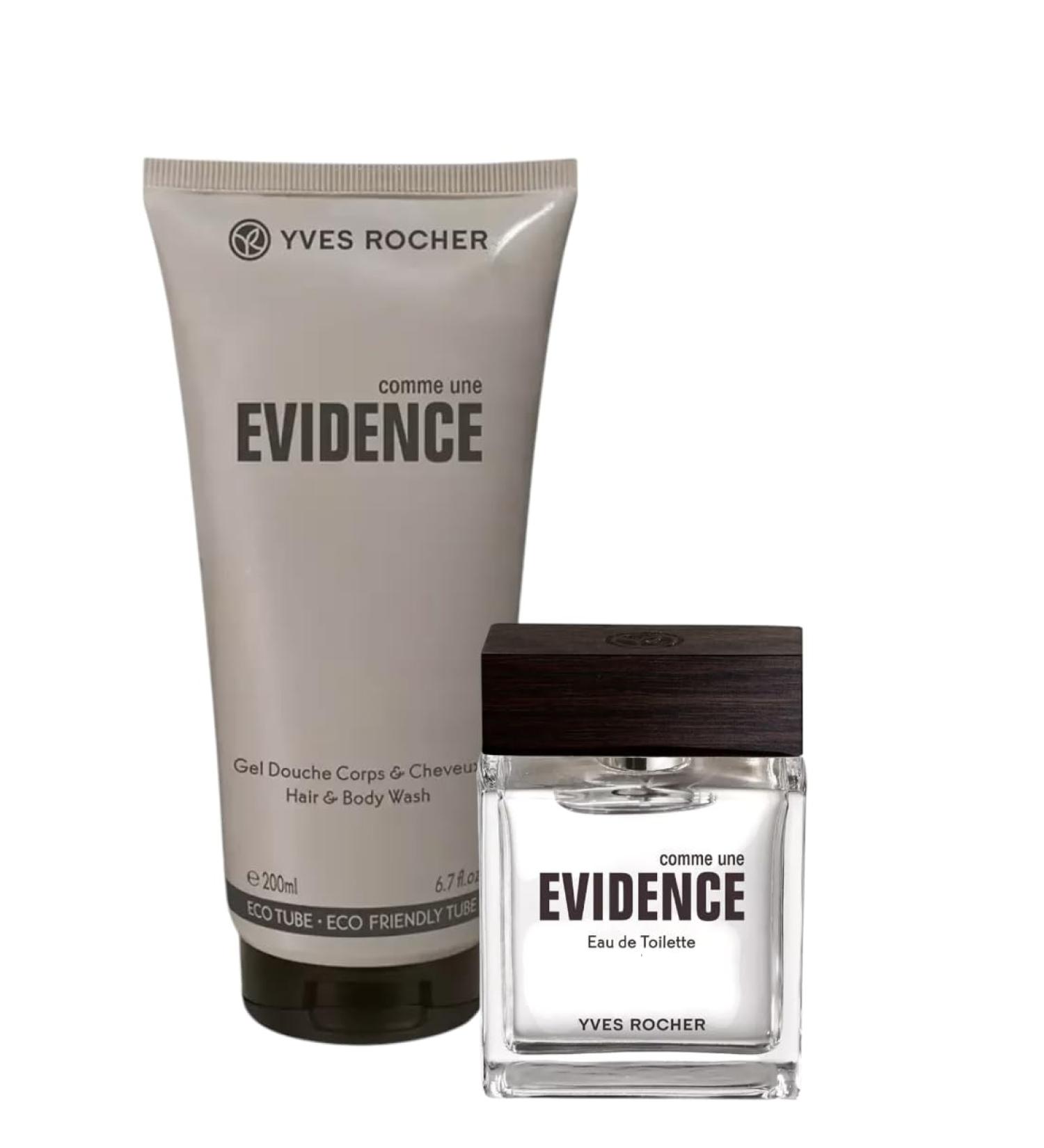 Yves Rocher Comme Une Evidence Eau de Toilette & Perfumed Shower Gel for Men Set of 2-50 ml./1.7 fl.oz. and 200 ml./6.7 fl.oz.