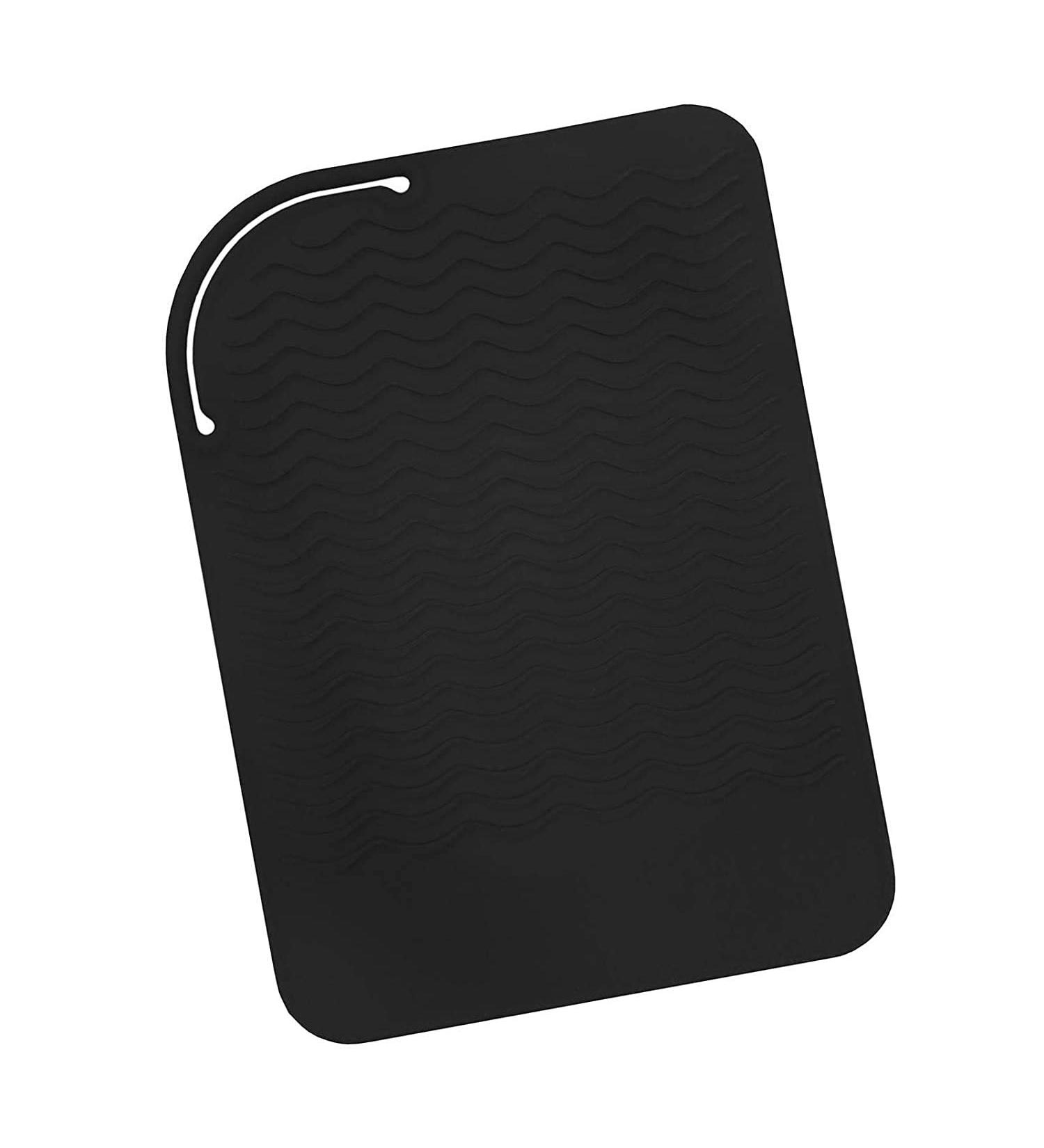 Black Silicone Heat Resistant Travel Mat - Anti-Heat Pad for Hair Straighteners & Curling Irons | Perfect for Styling on the Go - Buy Online on SooperMarket.com