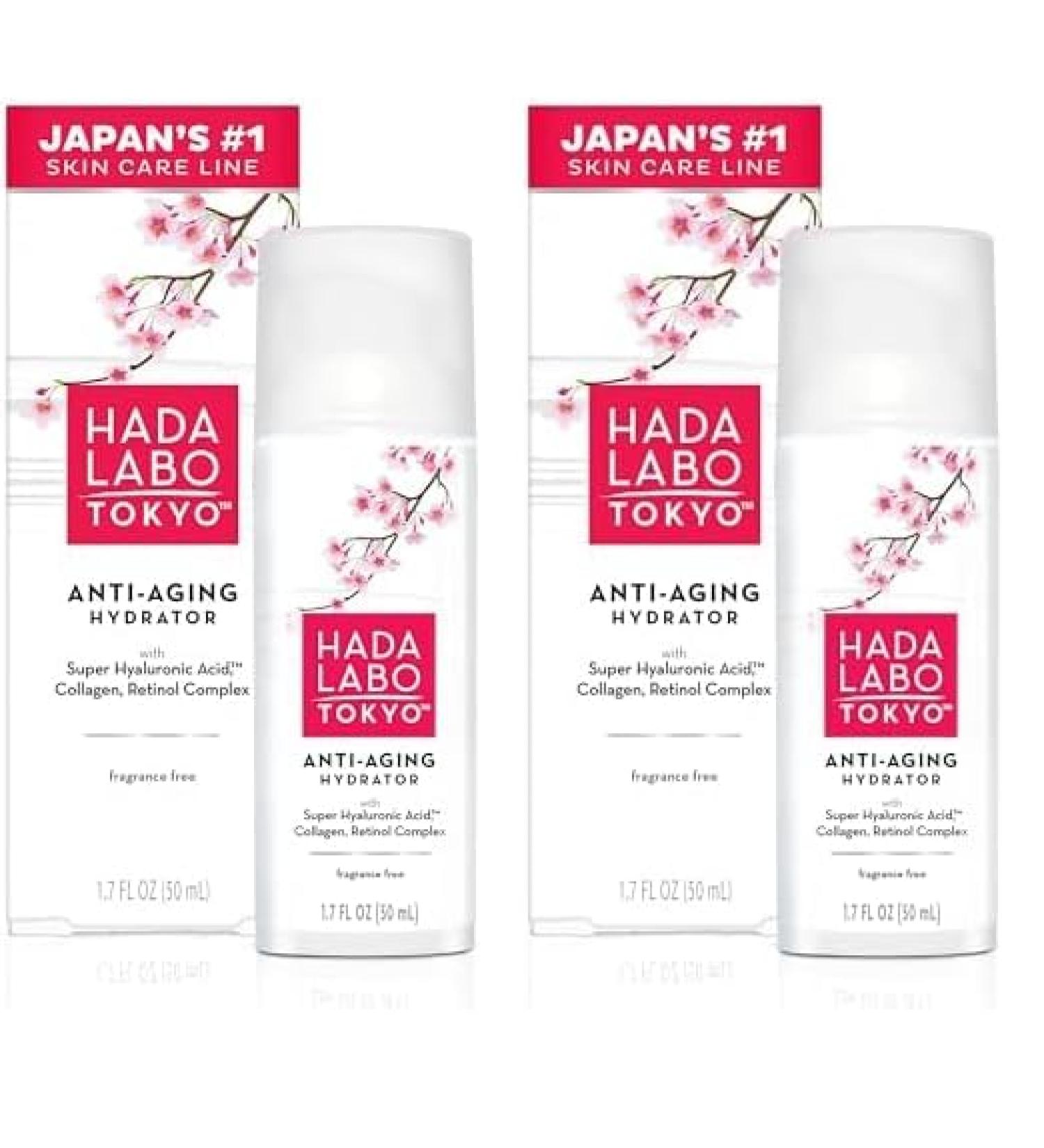 Hada Labo Tokyo Anti-Aging Hydrator 1.7 Fl. Oz | Super Hyaluronic Acid Collagen & Retinol Serum for Firmness & Elasticity - Fragrance Free - Buy Online on SooperMarket.com