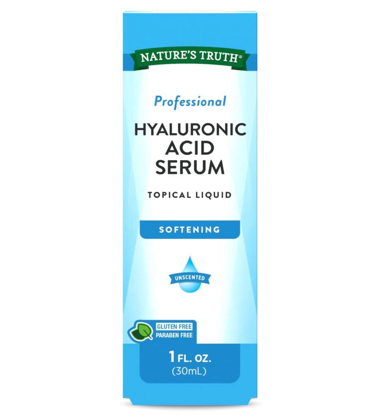 Natures Truth Professional Hyaluronic Acid Serum 1oz - Unscented Formula for Soft, Hydrated Skin - Buy Online on SooperMarket.com