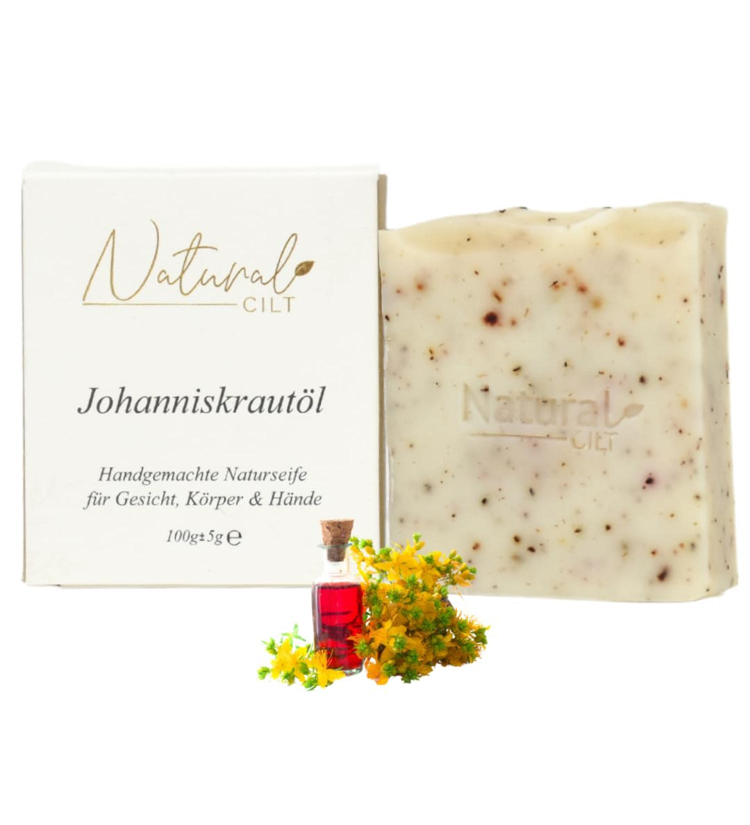 Natural St. John's Wort Soap - 100% Handmade & Certified - All Skin Types - Natural Shower Gel - Johanniskraut Oil - 100g Pack - Buy Online on SooperMarket.com