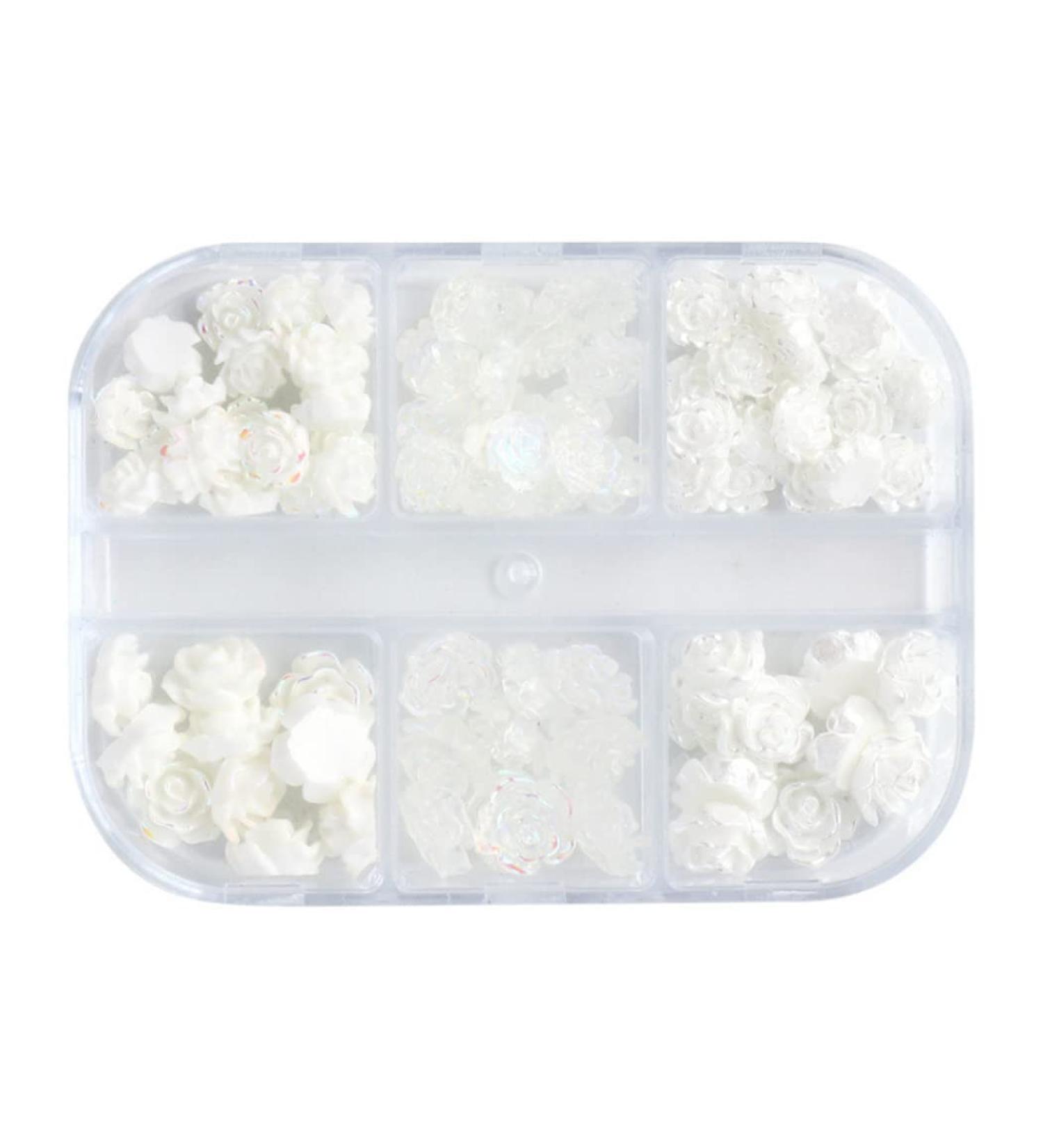 Flower Nail Art Glitters DIY 3D White Floral Nail Stud Sequins for Salon Gift Flower Nail Glitters - Buy Online on SooperMarket.com