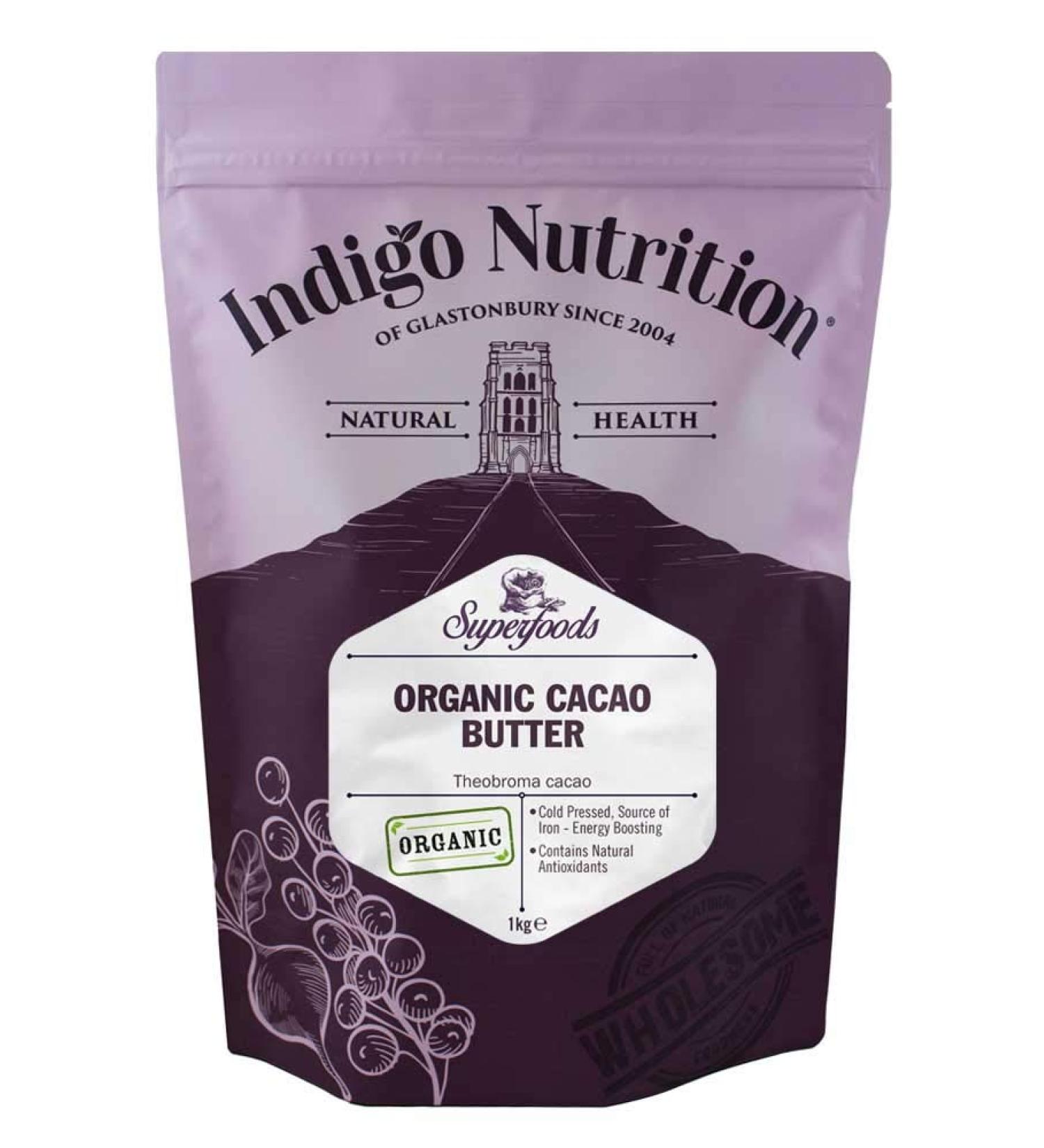 Indigo Herbs Organic Cacao Butter 1kg - Pure, Unrefined, Pack of 1 - Buy Online on SooperMarket.com