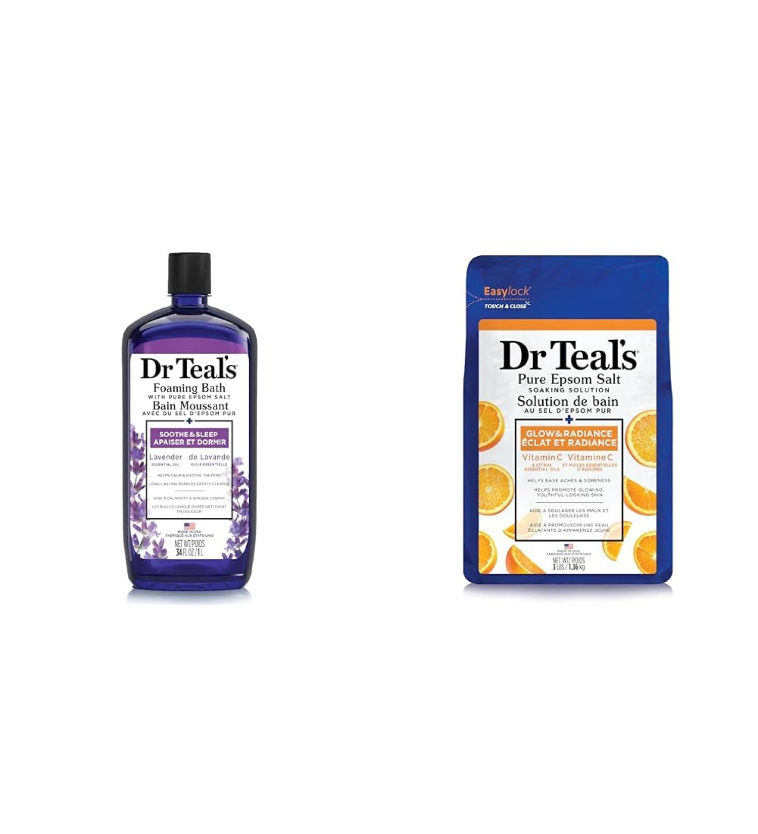 Dr Teal's lavender foaming bath 1000 Milliliter & (DRTE4) Vitamin C Epsom Salt 1.36 kilogram - Buy Online on SooperMarket.com