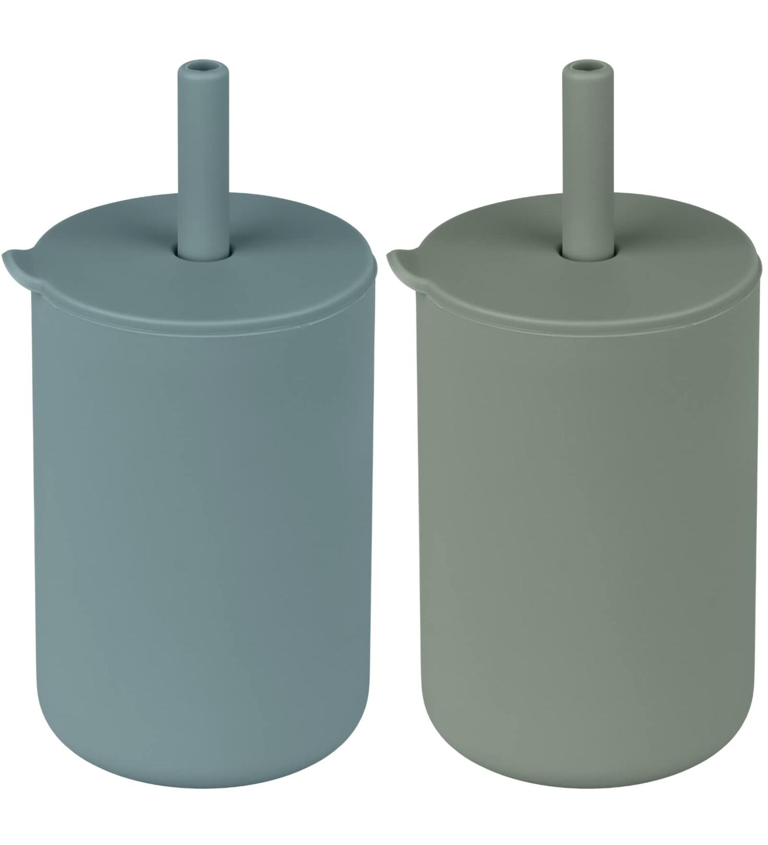 Baby Sippy Cup 2 Pack Silicone Trainer Cup for Toddlers - Unbreakable, Spill Proof, Non-Slip Handles - 6 oz - Boys & Girls (Ether & Sage) - Buy Online on SooperMarket.com