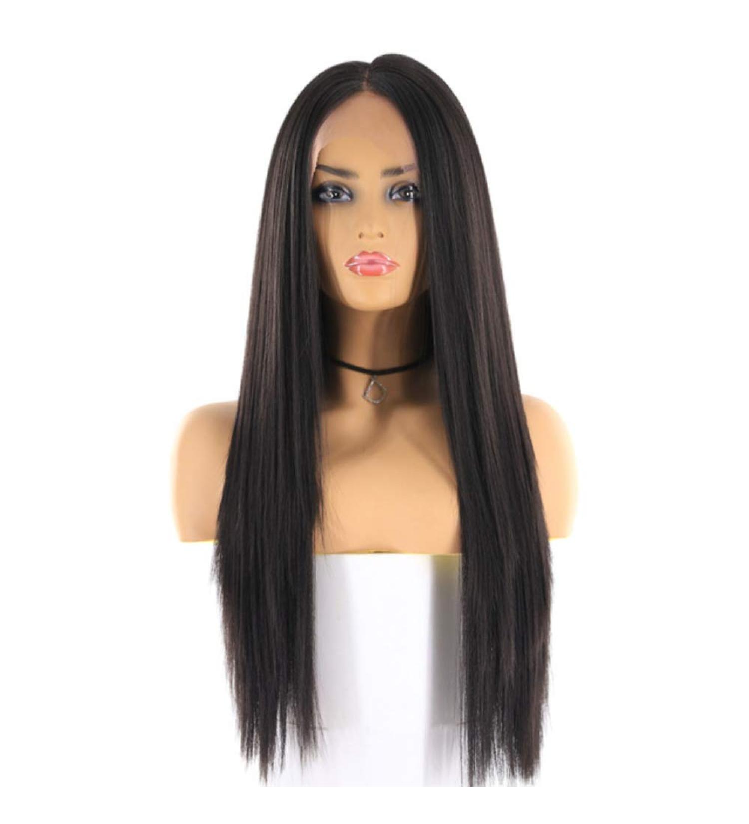 SHIYID Synthetic Hair Lace Front Wigs for Women - Natural Black Long Straight Middle Part Wig - Buy Online on SooperMarket.com