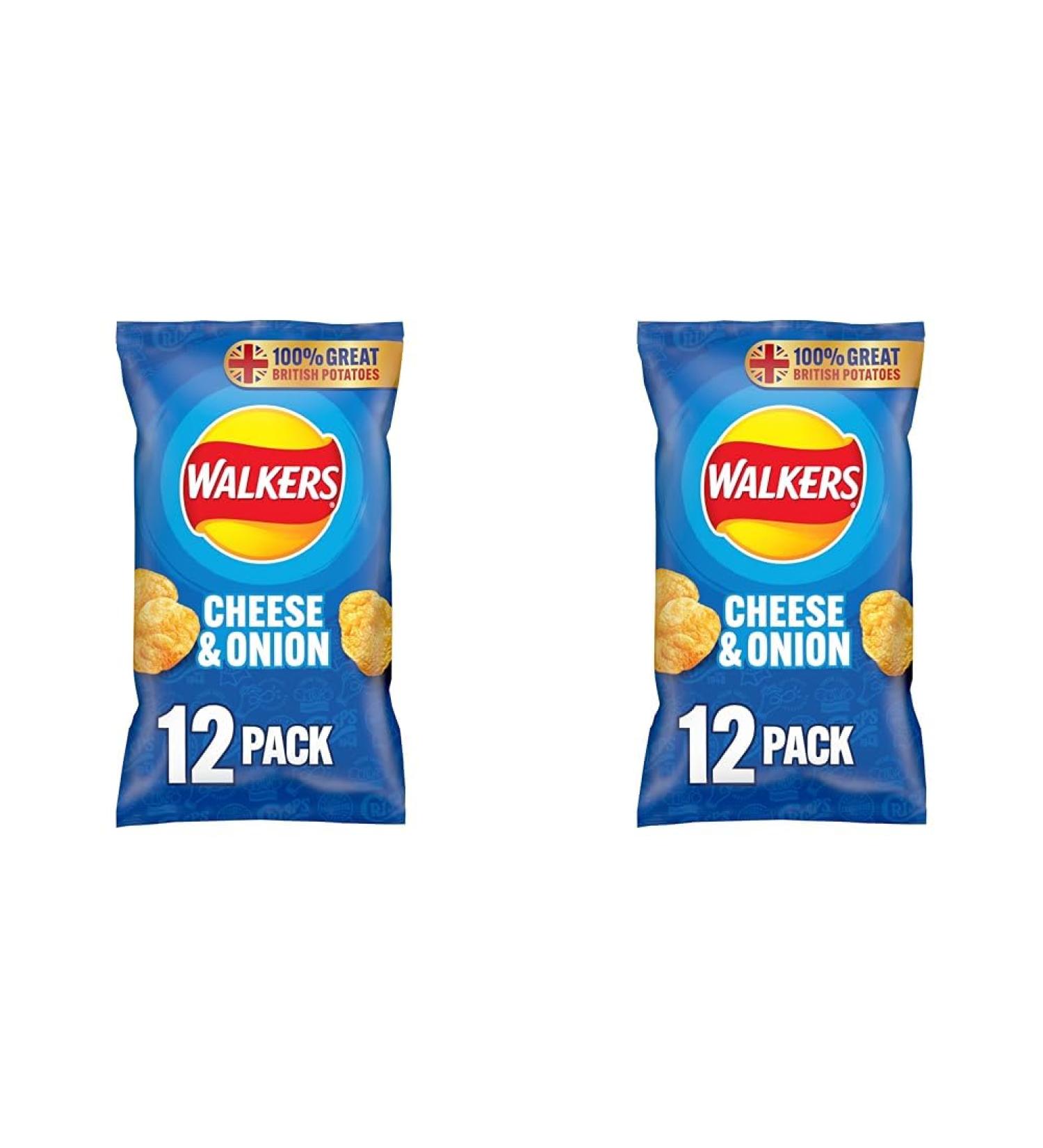 Walkers Cheese and Onion Vegetarian Multipack Crisps Ideal for Lunch and Snacking 12x25 g (Pack of 2) 25 g (Pack of 24) - Buy Online on SooperMarket.com