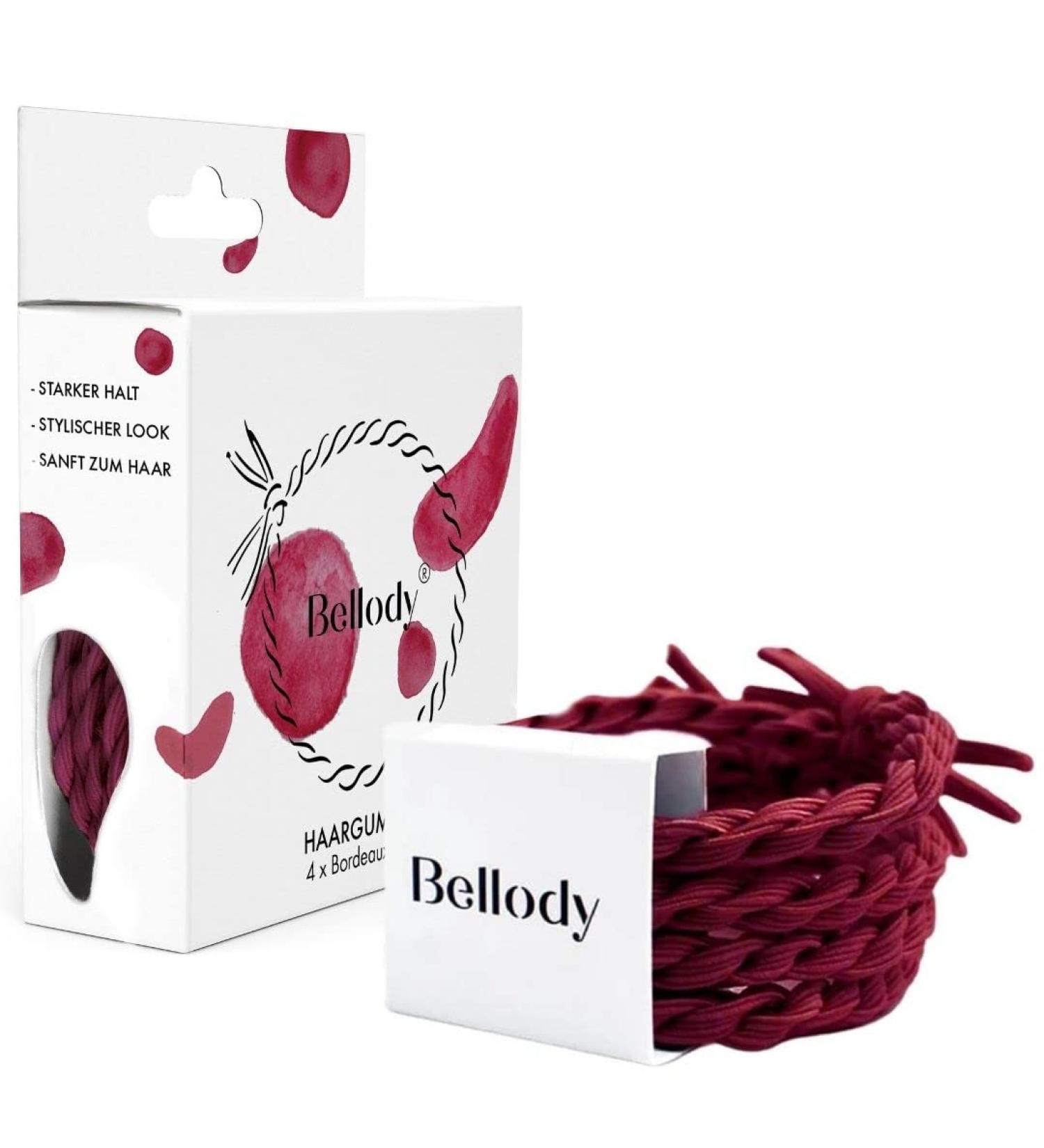 Bellody Original Hair Tie - Stylish Braided Hair Tie Set (4-Pack) in Bordeaux Red - Strong Hold Women's Hair Accessories - Buy Online on SooperMarket.com