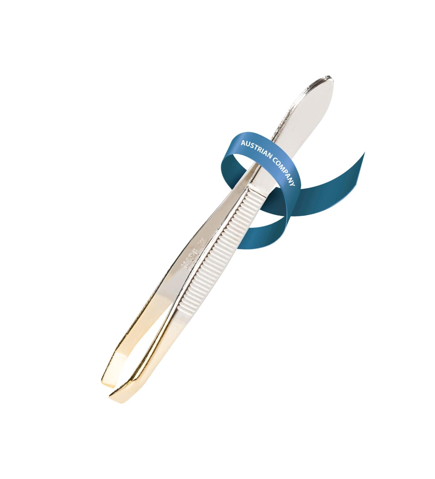 REMOS 8cm Tweezers with Cranked Straight & Gold Plated Tip - Precision Beauty Tool - Buy Online on SooperMarket.com